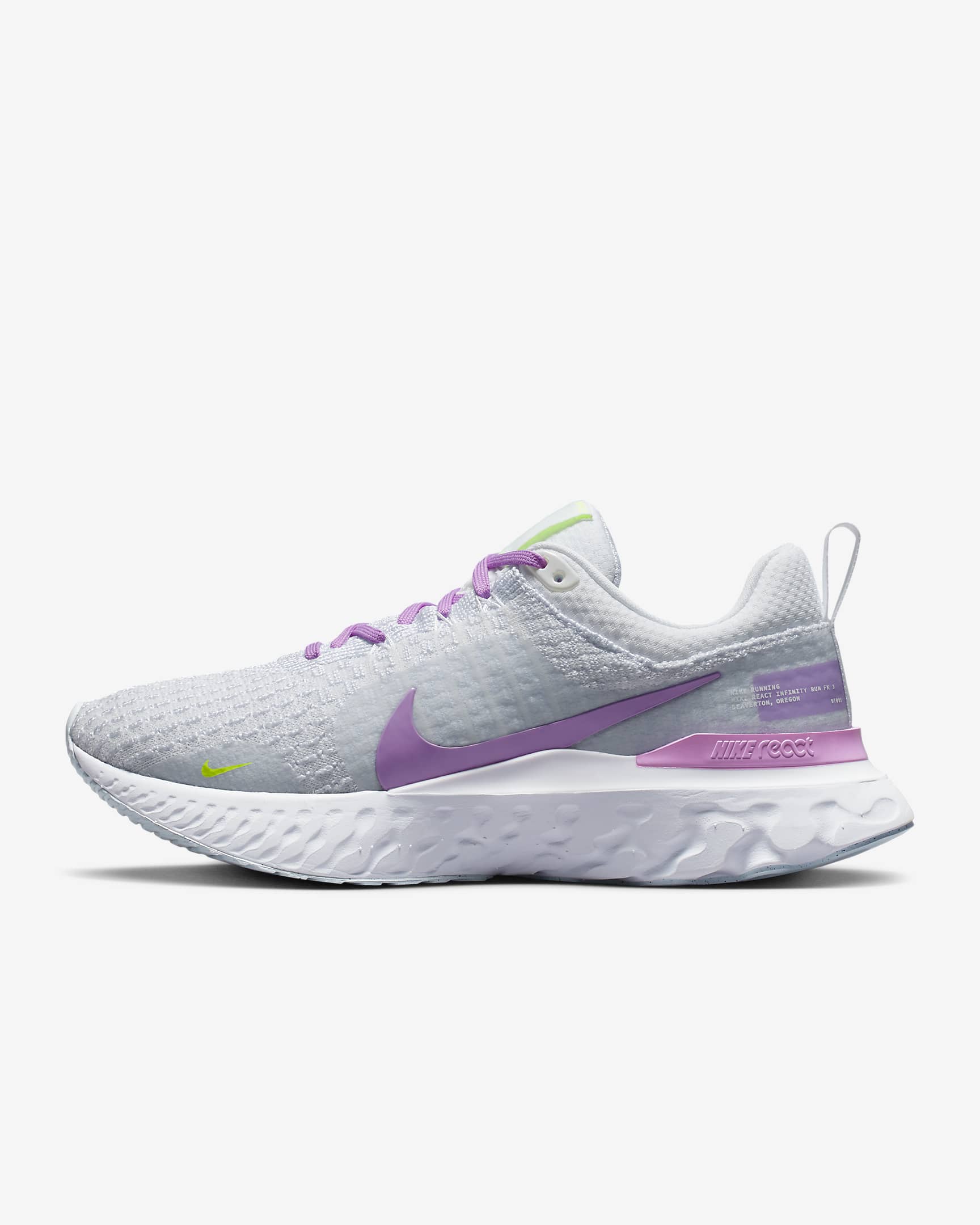 Nike React Infinity 3 Women's Road Running Shoes - White/Blue Tint/Volt/Rush Fuchsia