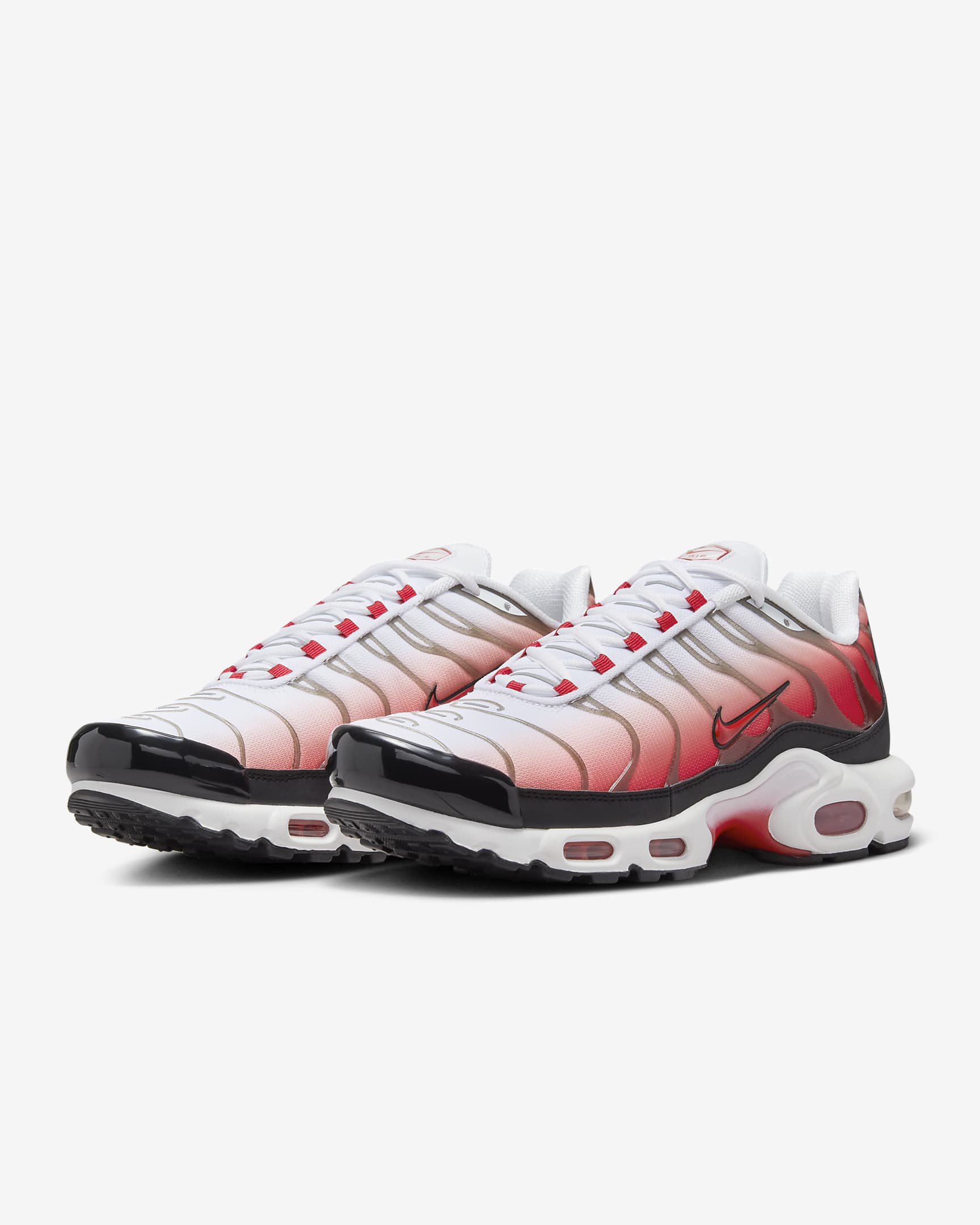 Nike Air Max Plus-sko til mænd - hvid/sort/Metallic Silver/University Red