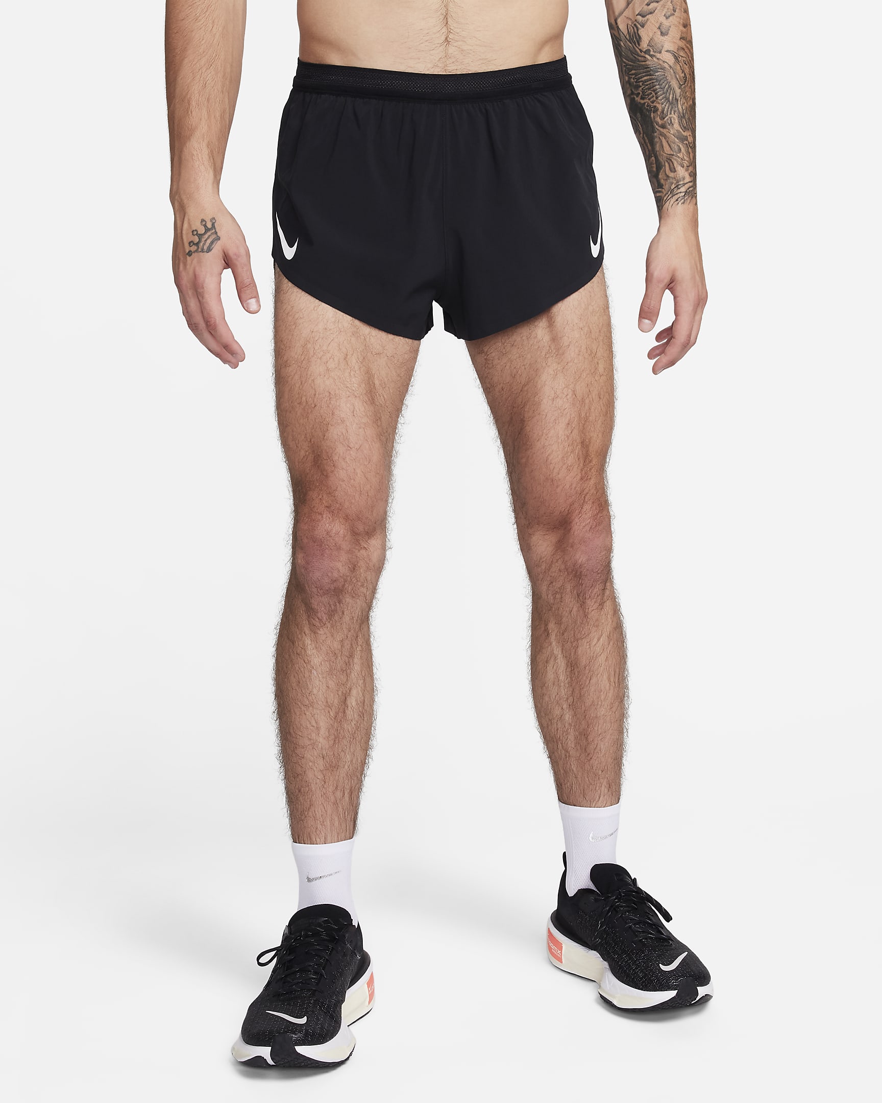 Shorts de correr Dri-FIT ADV de 5 cm con forro de ropa interior para hombre Nike AeroSwift - Negro/Blanco cumbre