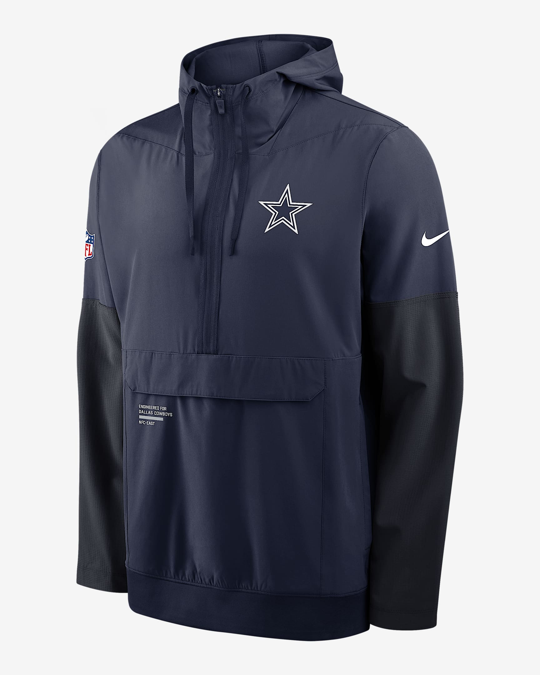 Dallas Cowboys Well Rounded Anorak Men's Nike NFL 1/2-Zip Hooded Jacket - Navy