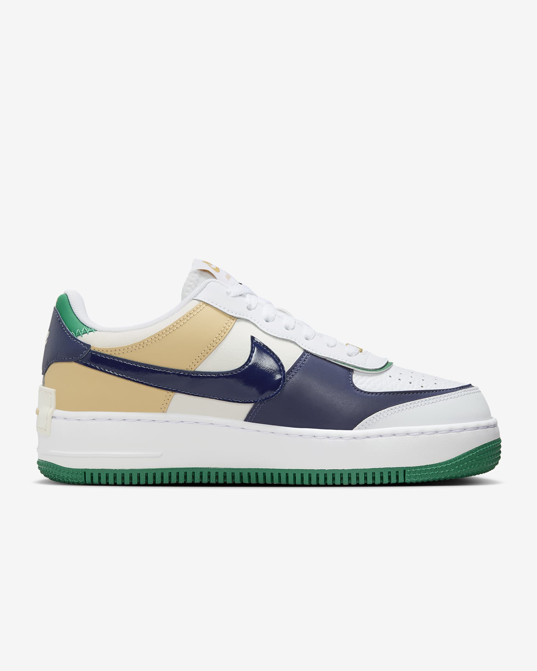 Nike Air Force 1 Shadow-sko til kvinder - hvid/Malachite/Sesame/Midnight Navy