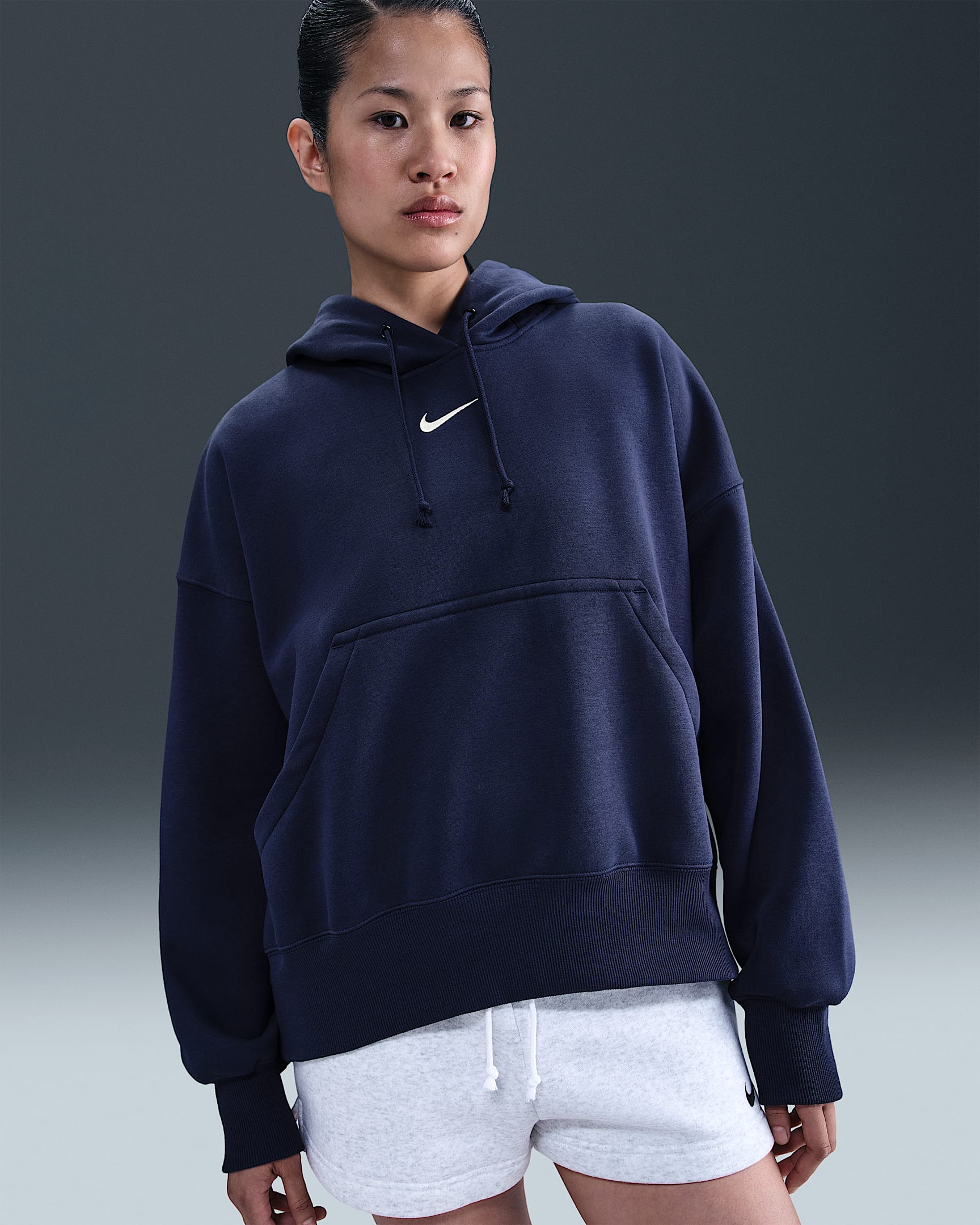 Nike Sportswear Phoenix Fleece Women's Over-Oversized Pullover Hoodie - Midnight Navy/Sail
