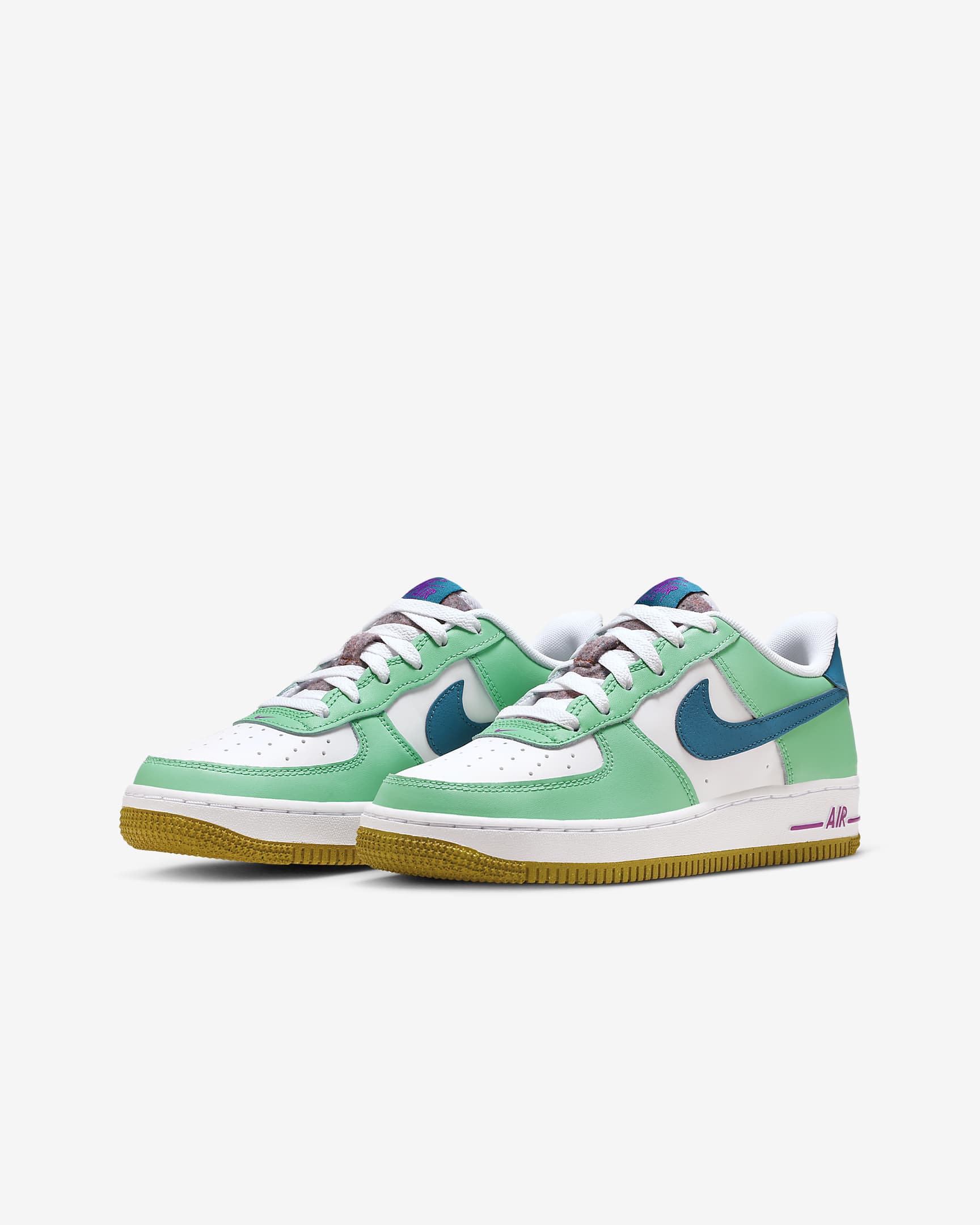 Nike Air Force 1 LV8 Big Kids' Shoes - White/Spring Green/Hyper Violet/Green Abyss