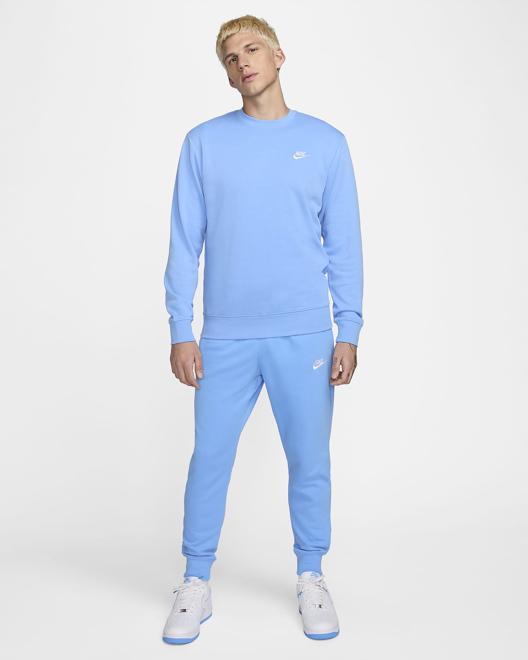 Nike Sportswear Club Men's French Terry Crew - University Blue/White