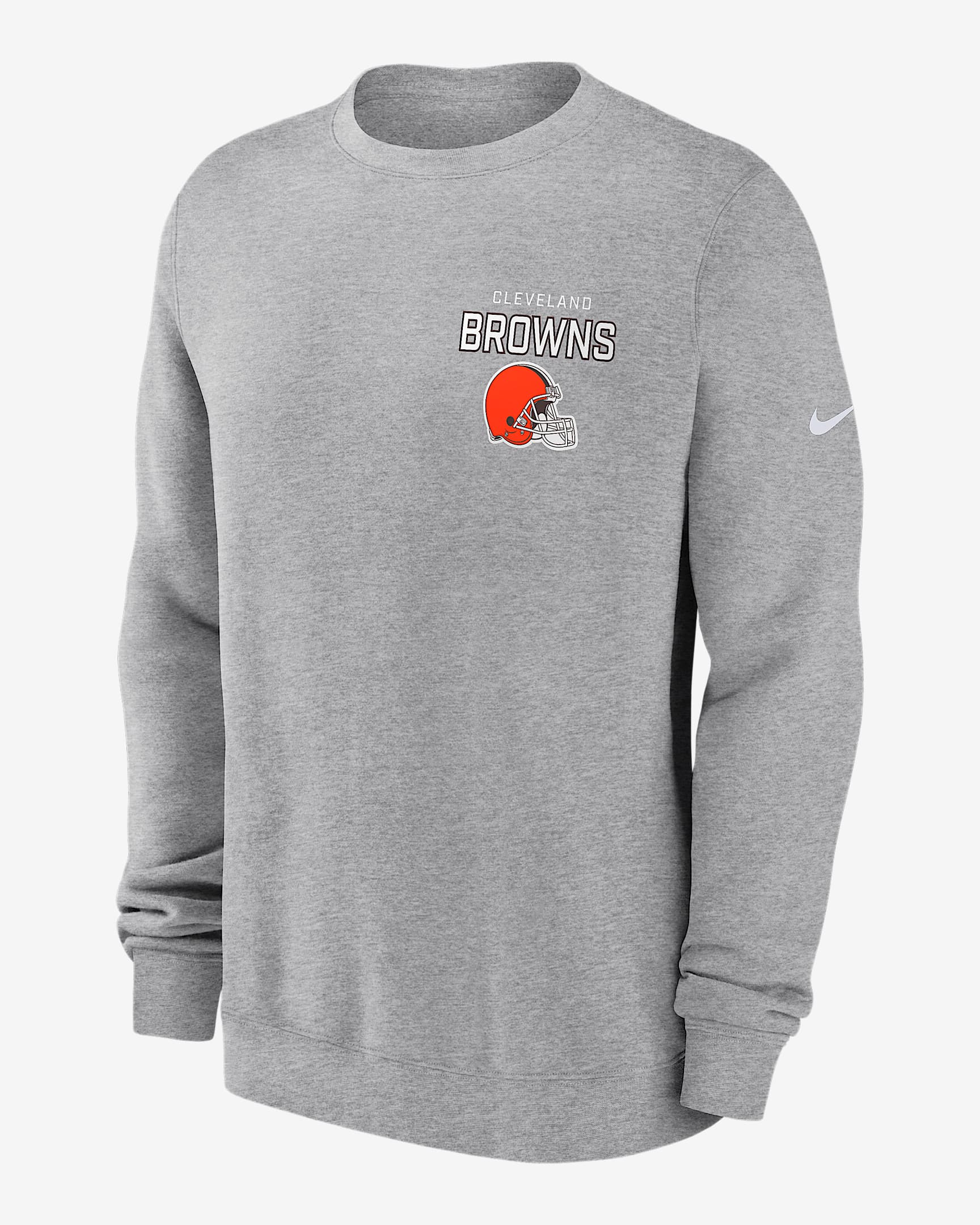 Cleveland Browns Draw Block Club Men's Nike NFL Pullover Crew - Grey Heather