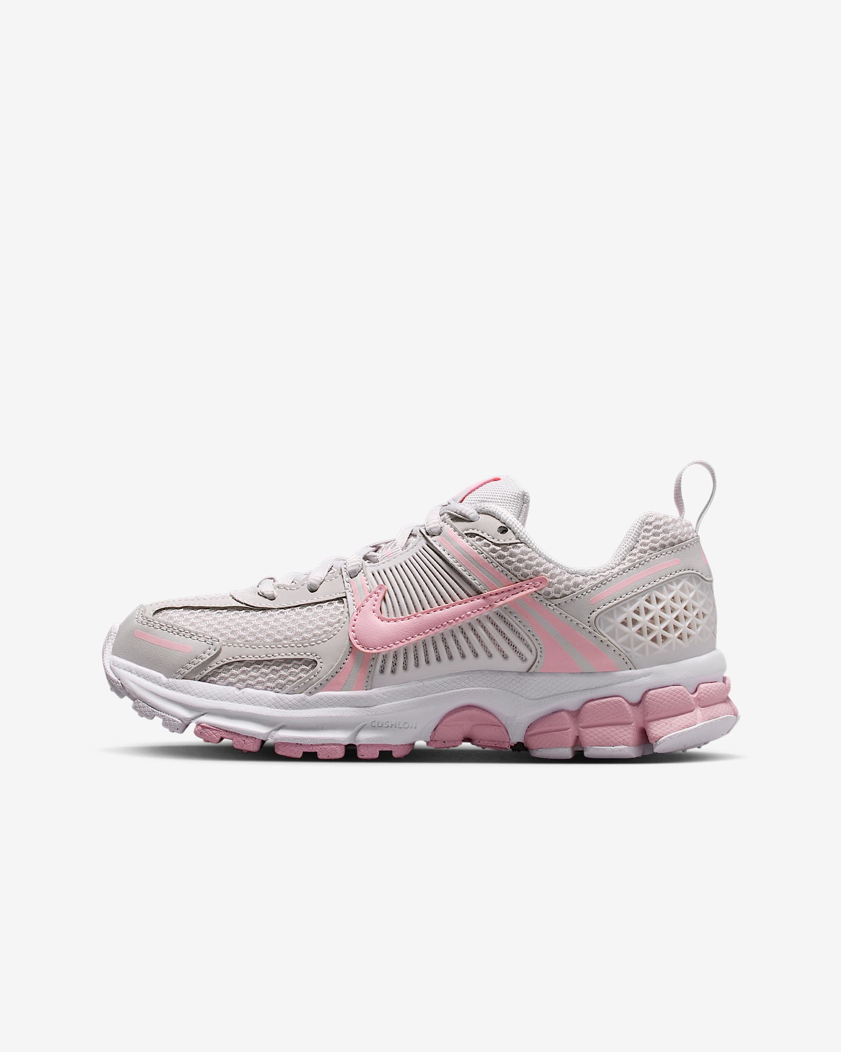 Tenis para niños grandes Nike Vomero 5 - Gris vasto/Blanco/Blanco/Rosa suave medio