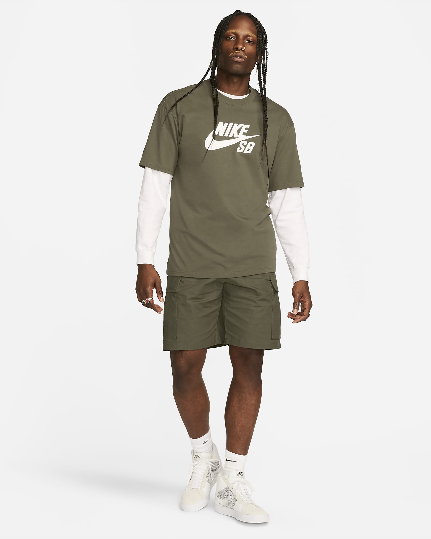 Nike SB Logo Skate T-Shirt - Medium Olive