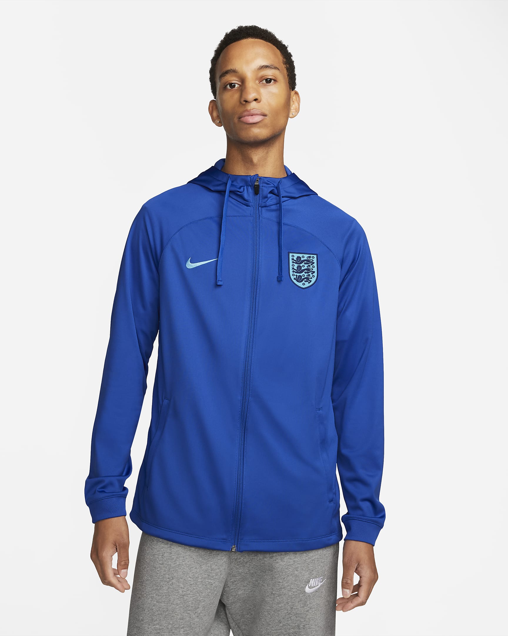 England Strike Men's Nike Dri-FIT Hooded Football Tracksuit Jacket. Nike SI