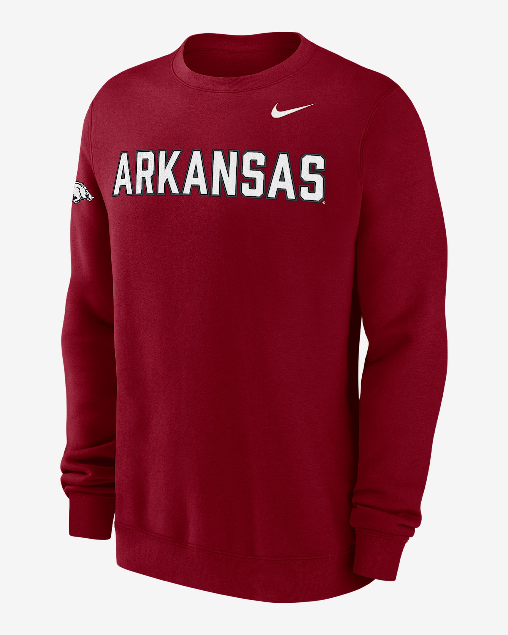 Arkansas Club Fleece Men's Nike College Crew-Neck Sweatshirt - Team Crimson