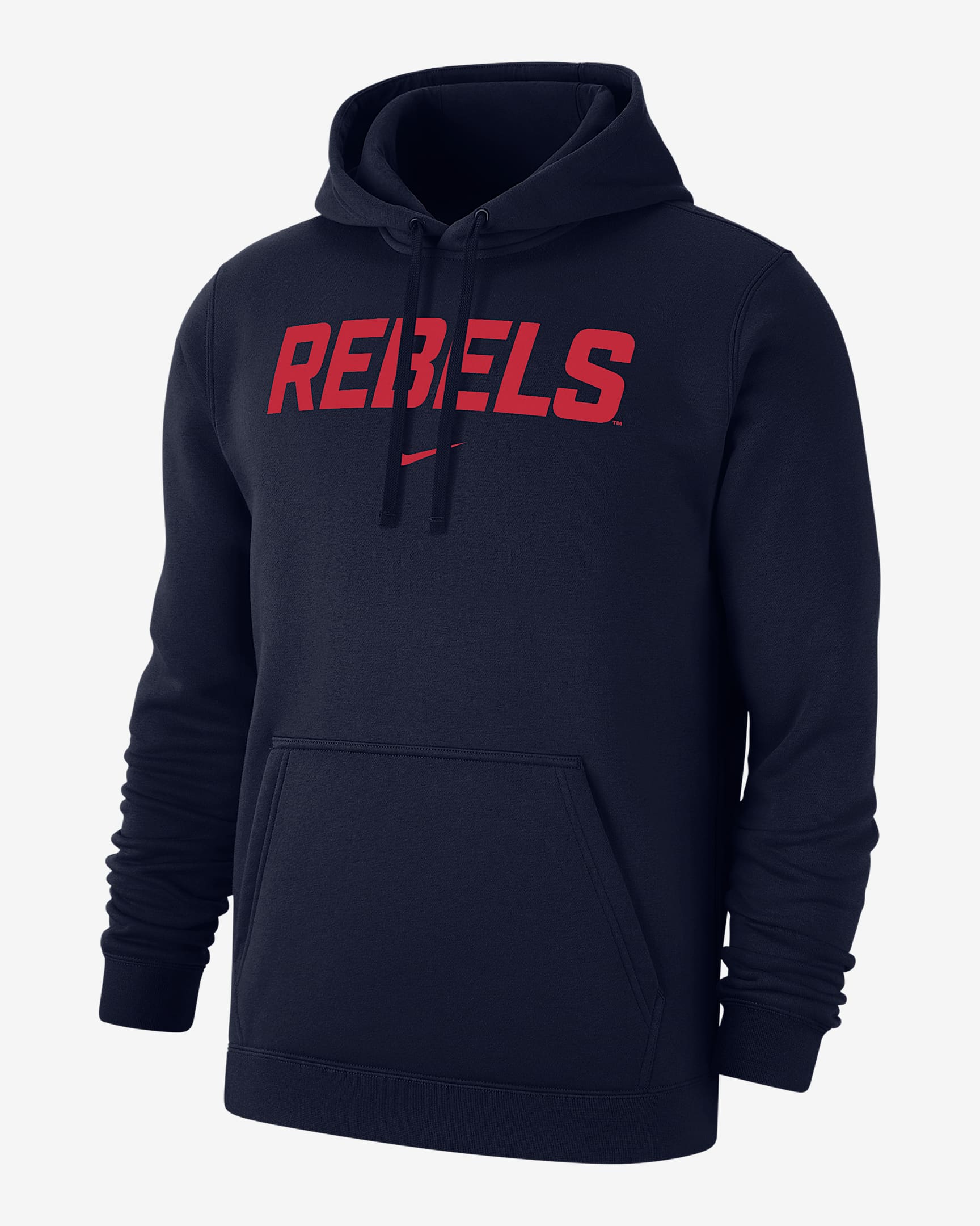 Sudadera con gorro sin cierre universitaria Nike para hombre Ole Miss Club Fleece - Azul marino