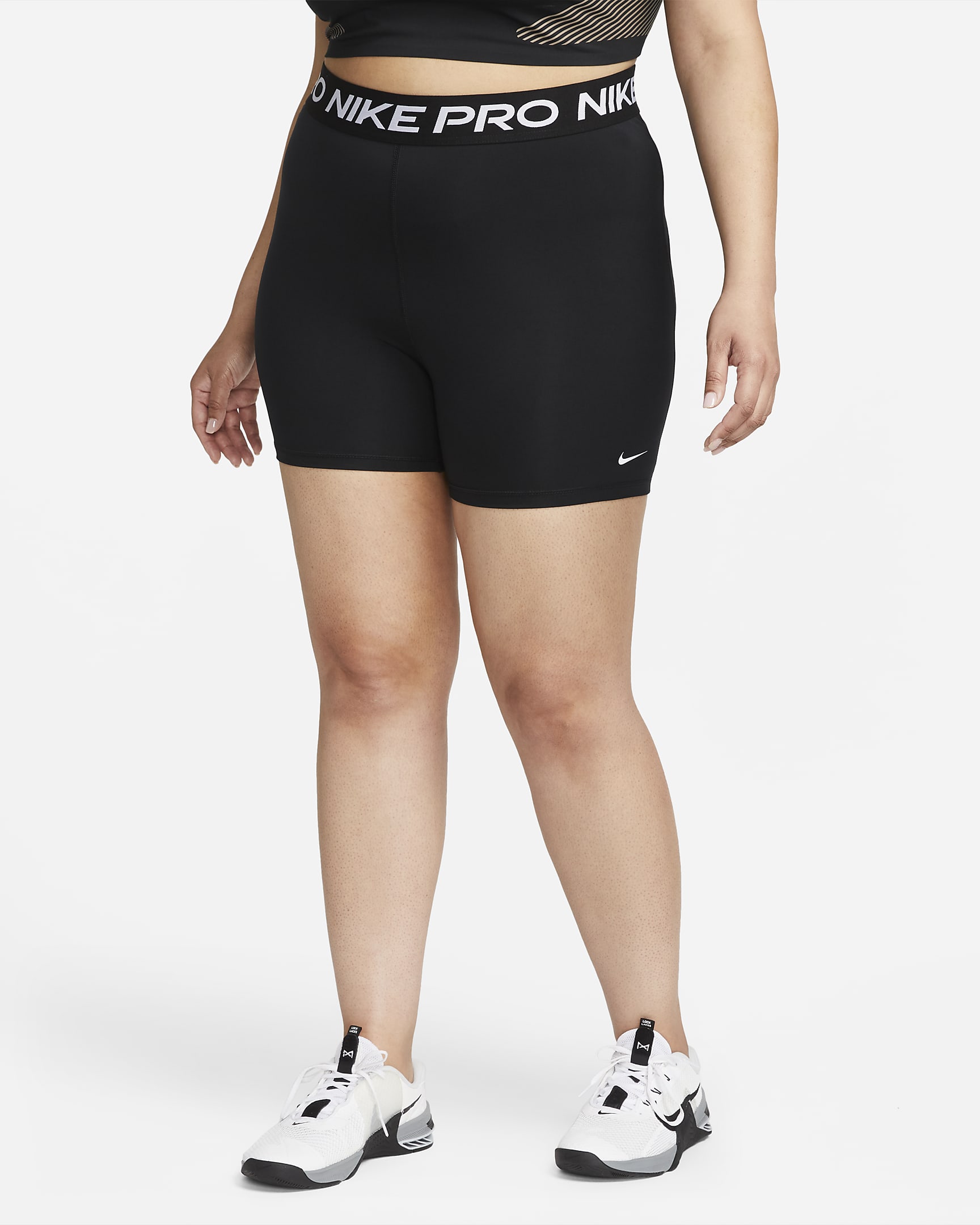 Nike Pro 365 Damenshorts (ca. 12,5 cm) (große Größe) - Schwarz/Weiß