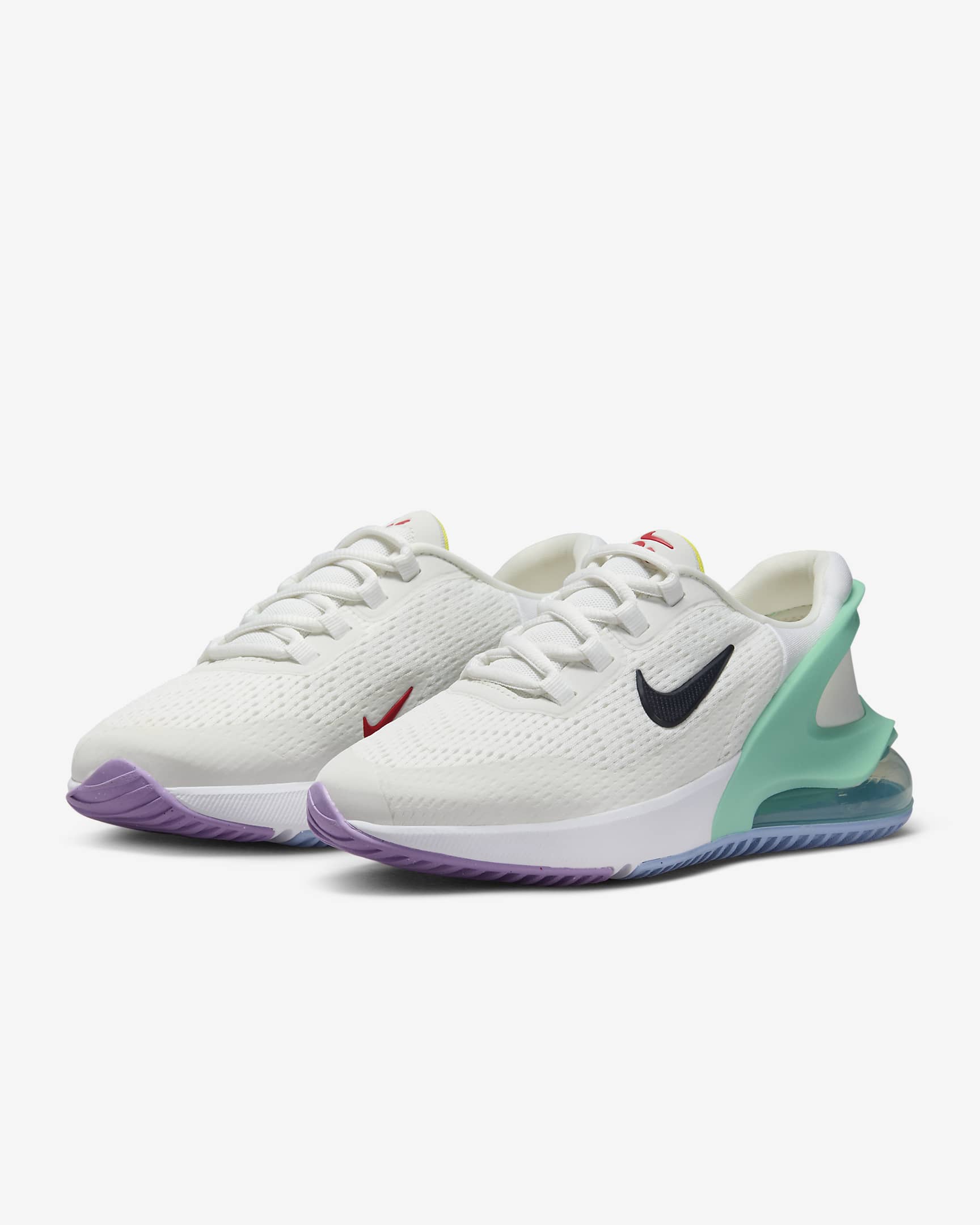 Tenis fácil de poner y quitar para niños grandes Nike Air Max 270 GO - Blanco cumbre/Esmeralda creciente/Cobalto felicidad/Obsidiana