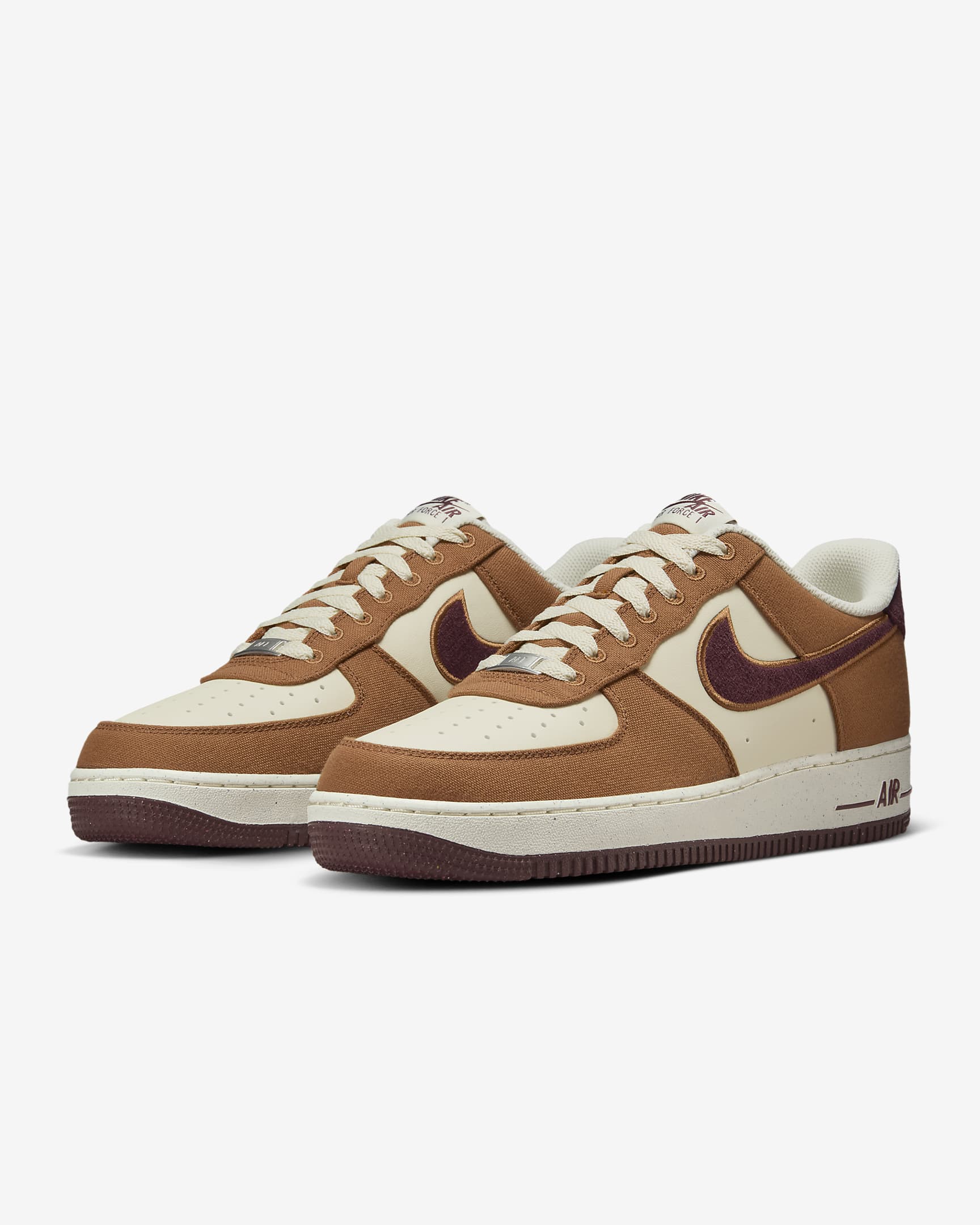 Nike Air Force 1 '07 LV8 男鞋 - Light British Tan/Coconut Milk/Gum Dark Brown/Burgundy Crush