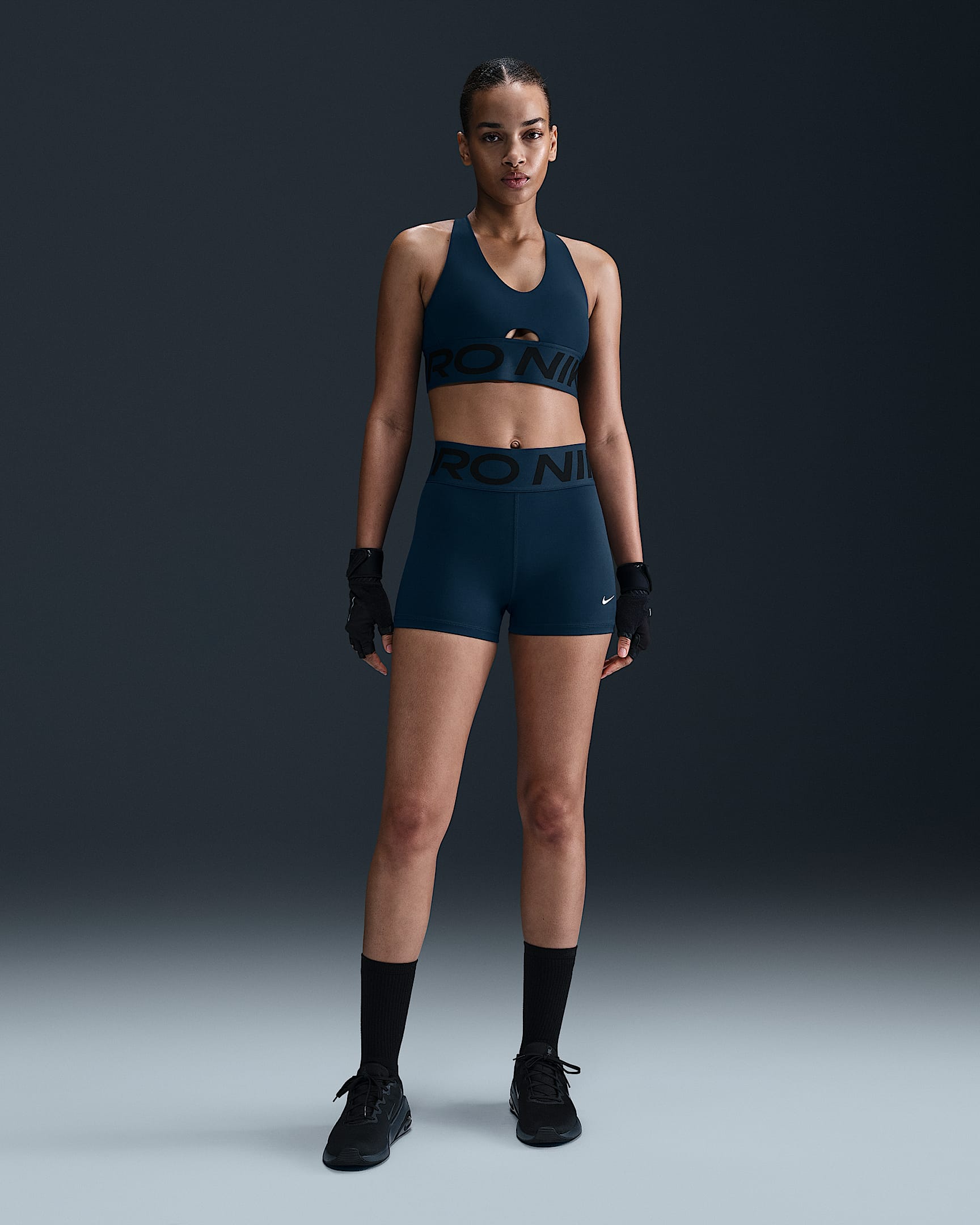 Nike Pro Sculpt Women's High-Waisted 3" Biker Shorts - Armory Navy/White