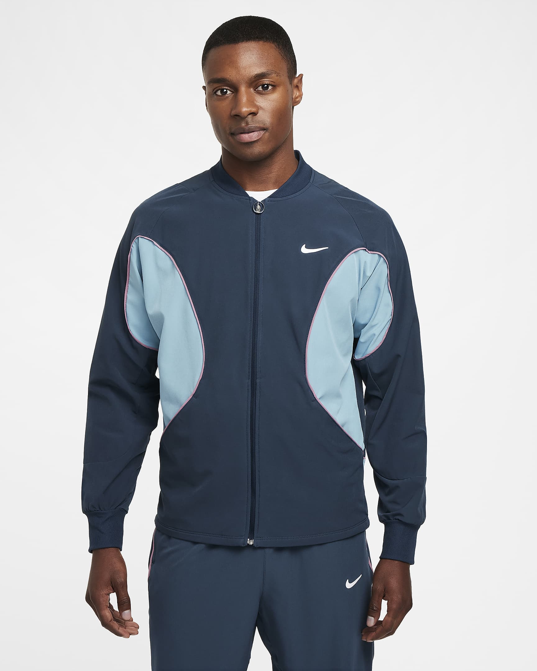 Veste de tennis Dri-FIT NikeCourt Advantage pour homme - Armory Navy/Denim Turquoise/Burgundy Crush/Blanc