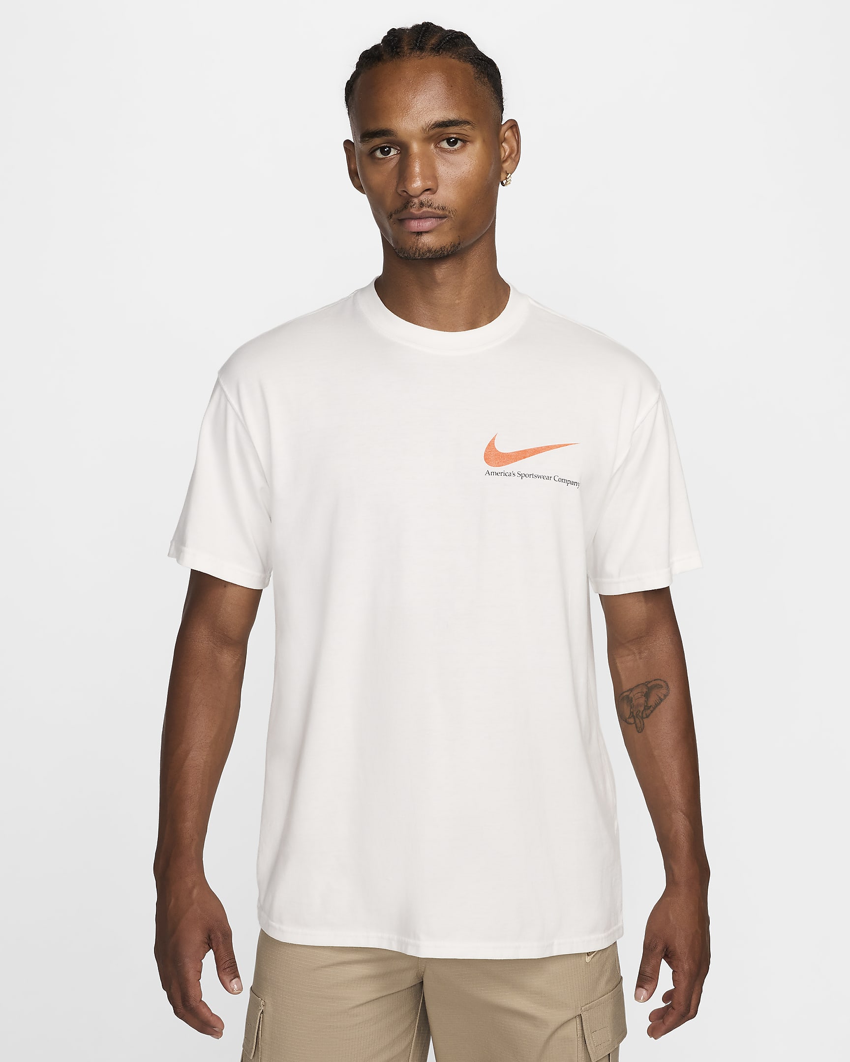 Nike Sportswear Men's Max90 T-Shirt - Summit White/Safety Orange