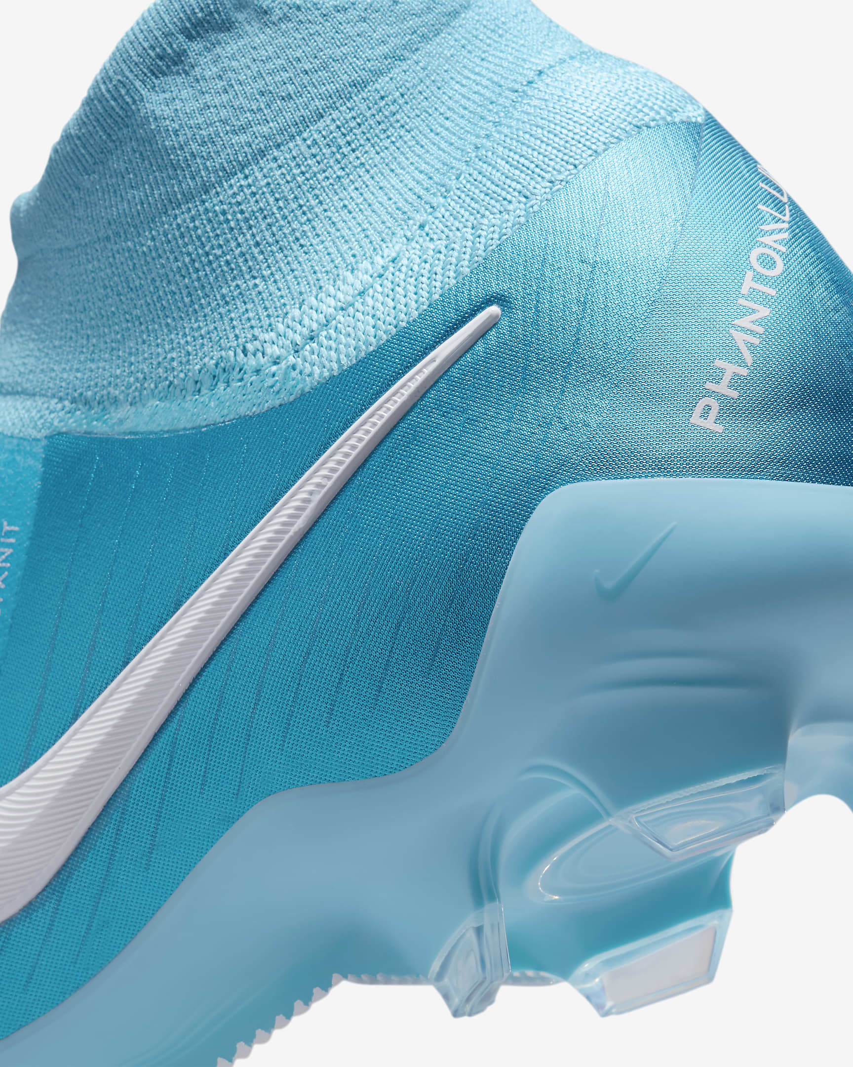 Nike Phantom Luna 2 Pro FG magas szárú, stoplis futballcipő - Blue Fury/Fehér