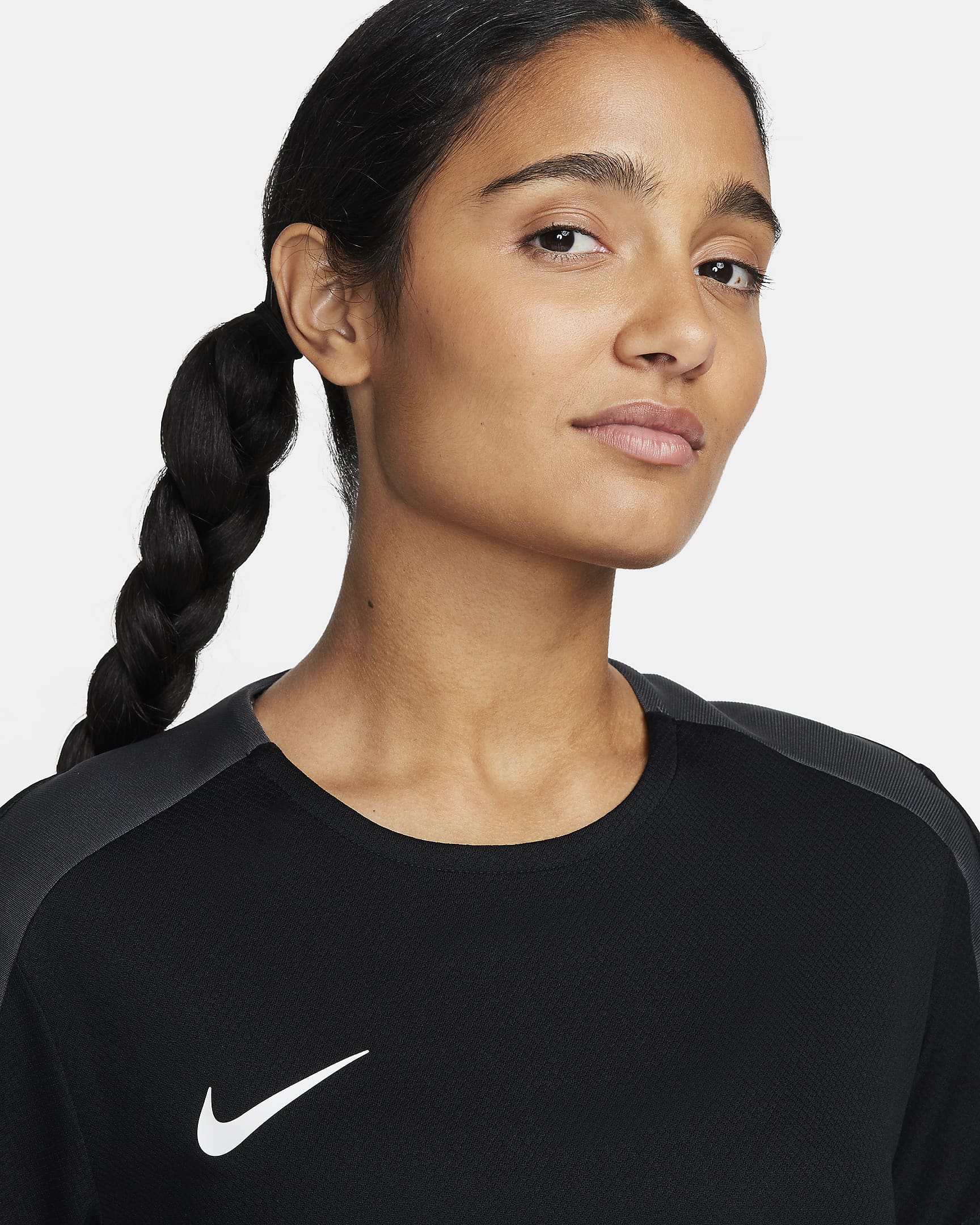 Haut de foot à manches courtes Dri-FIT Nike Strike pour femme - Noir/Anthracite/Blanc