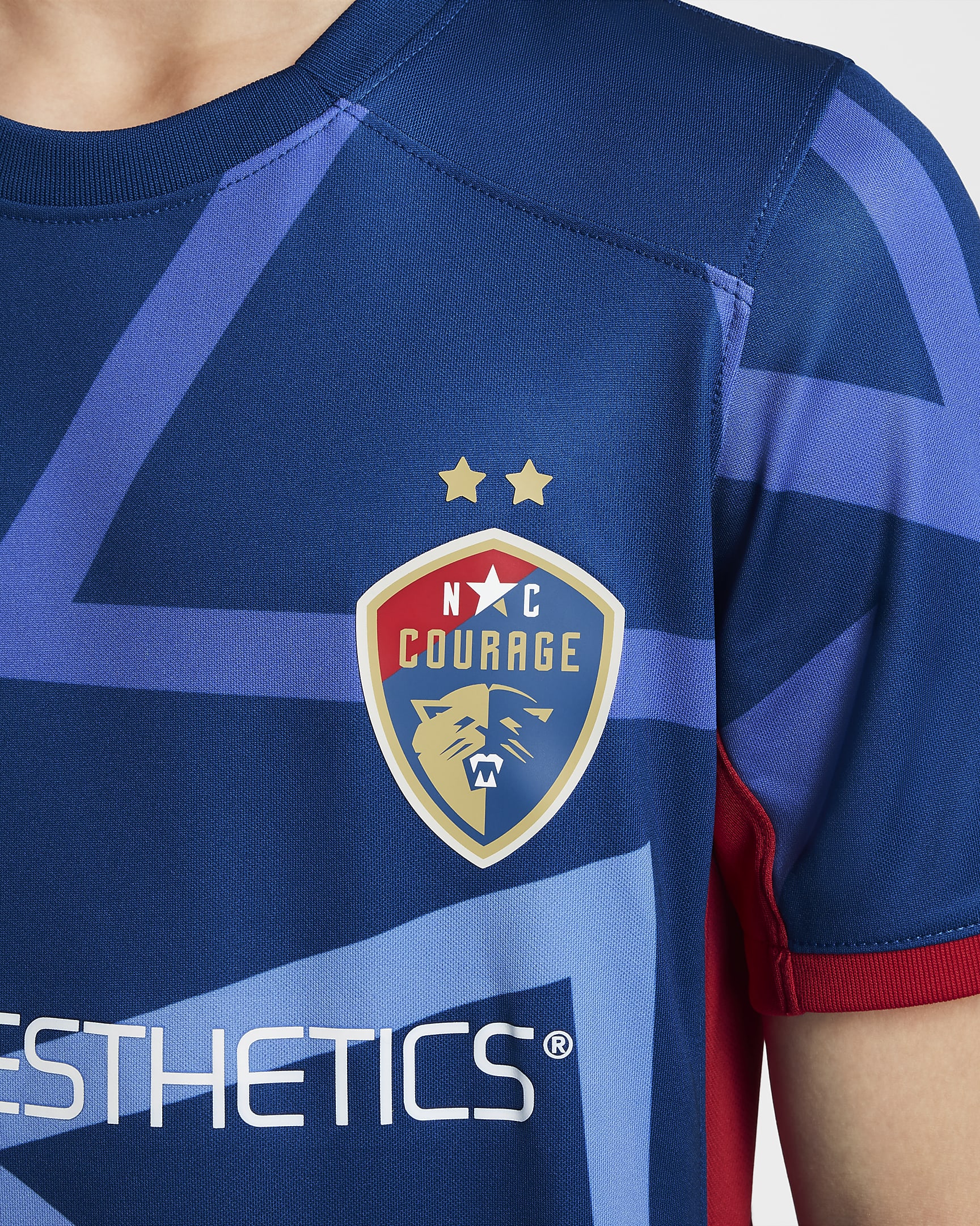 Jersey Nike Dri-FIT de la NWSL tipo réplica para niños talla grande North Carolina Courage 2024 Stadium Primary - Azul gimnasio