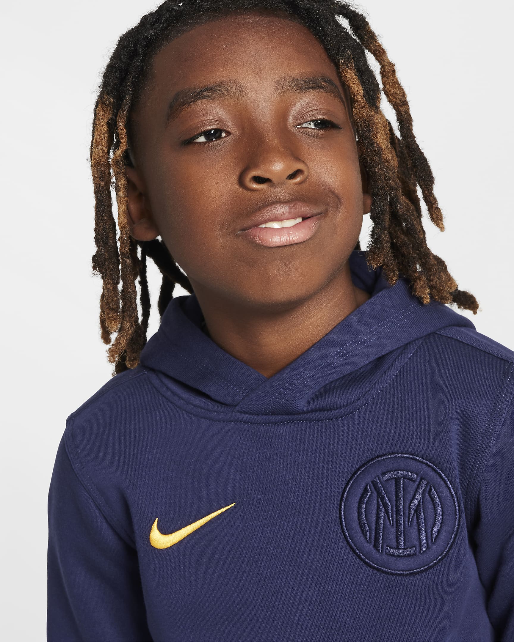 Inter Mailand Club Third Nike Fußball-Hoodie (ältere Kinder, Jungen) - Blackened Blue/University Gold