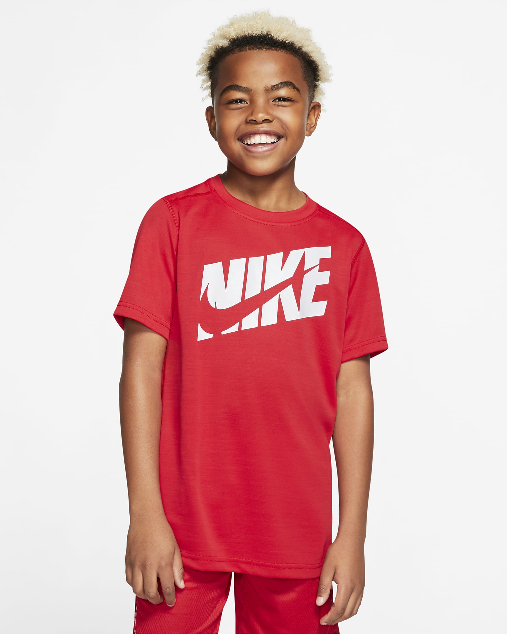 Nike Older Kids' (Boys') Short-Sleeve Training Top - University Red/White