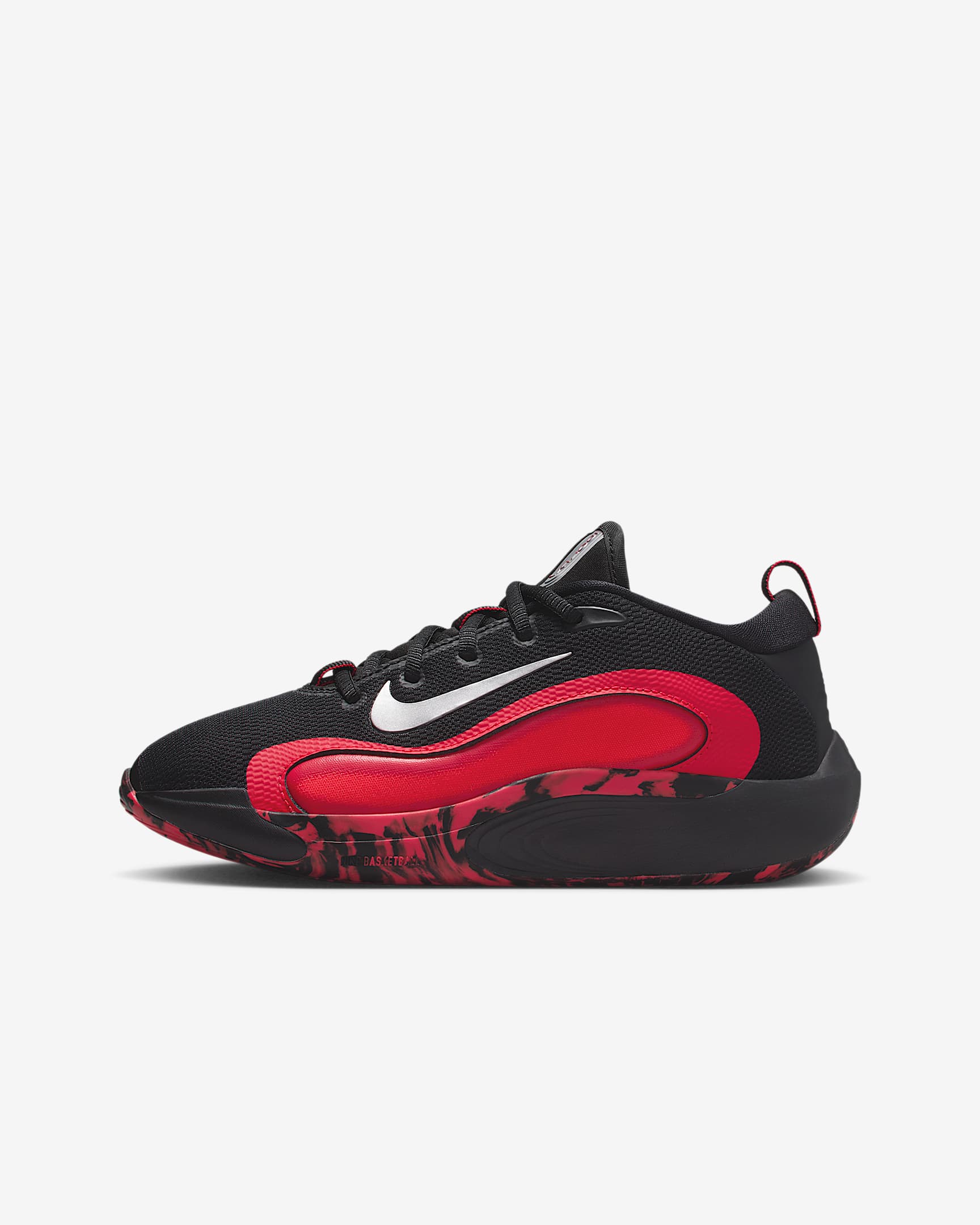Nike IsoFly Older Kids' Basketball Shoes - Black/University Red/Light Crimson/Metallic Silver