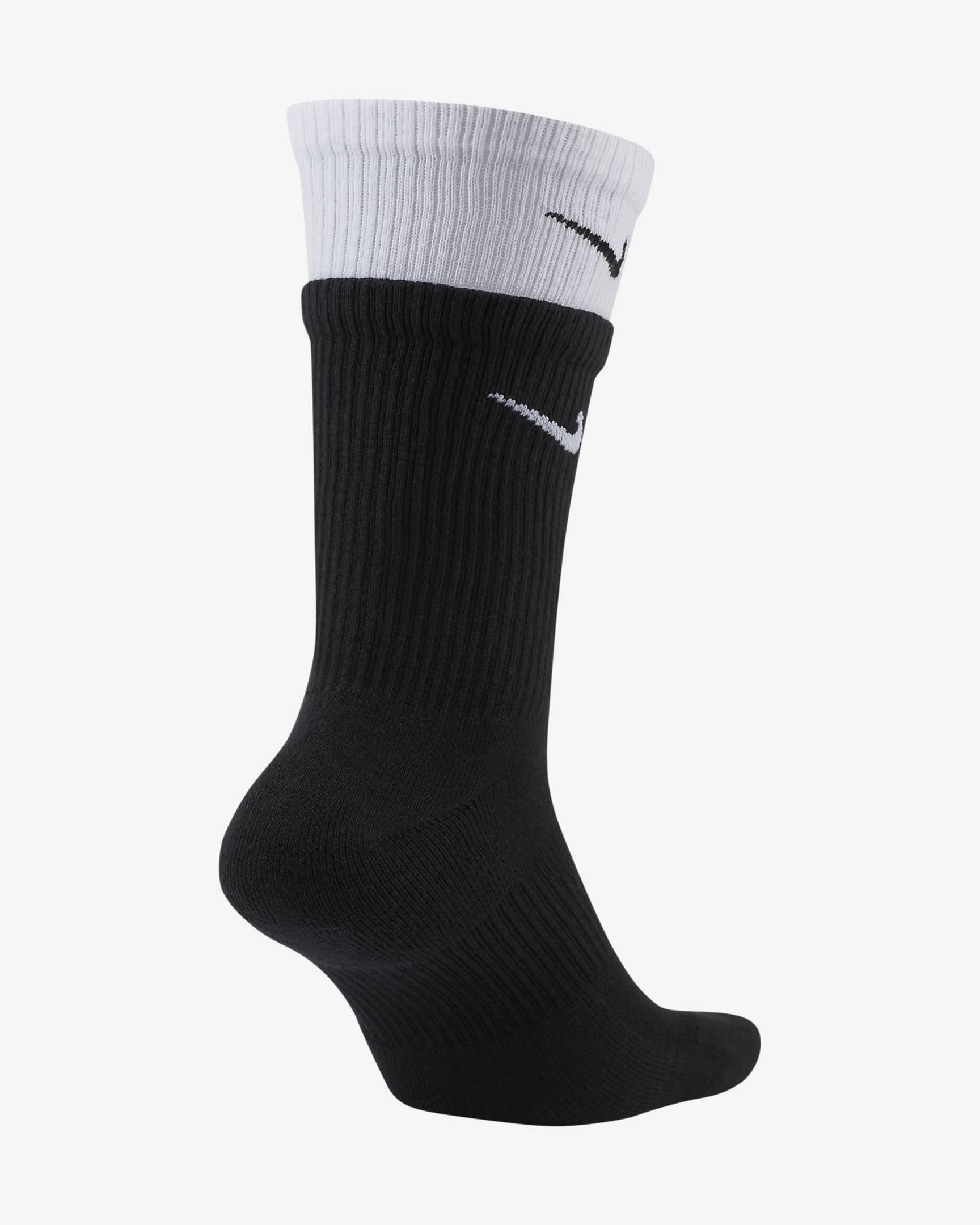 Chaussettes de training mi-mollet Nike Everyday Plus Cushioned - Noir/Blanc/Noir