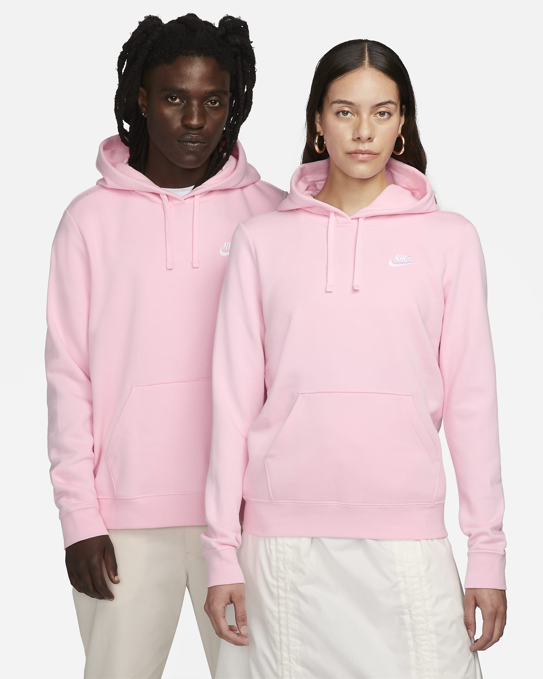 Sudadera con gorro sin cierre para mujer Nike Sportswear Club Fleece - Rosa suave medio/Blanco