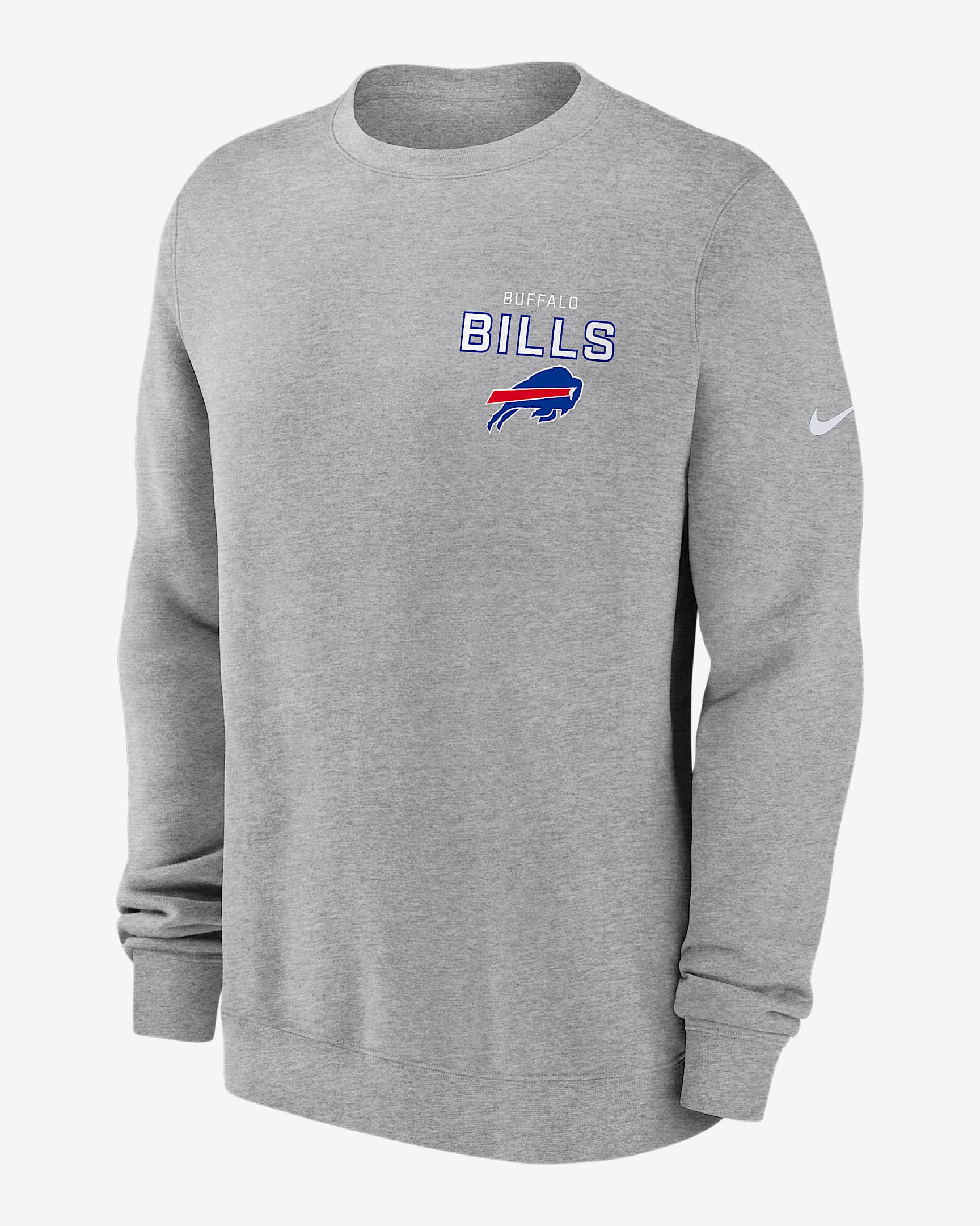 Buffalo Bills Draw Block Club Men's Nike NFL Pullover Crew - Grey Heather