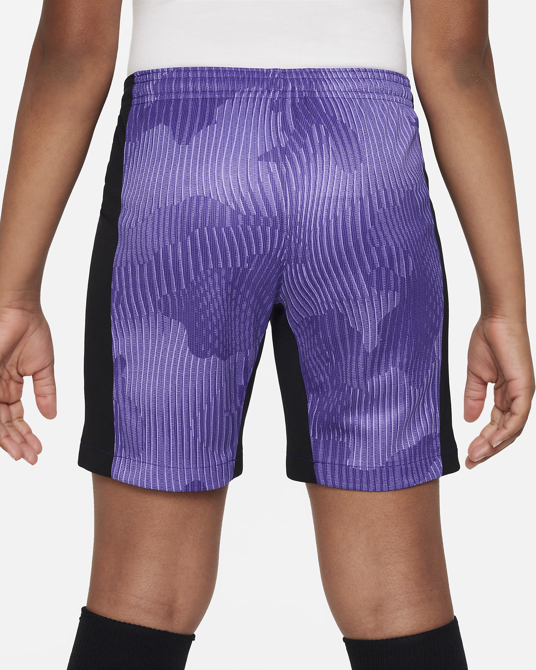 Shorts de fútbol Nike Dri-FIT del Liverpool FC alternativo 2023/24 Stadium para niños talla grande - Morado espacial/Morado cancha/Blanco