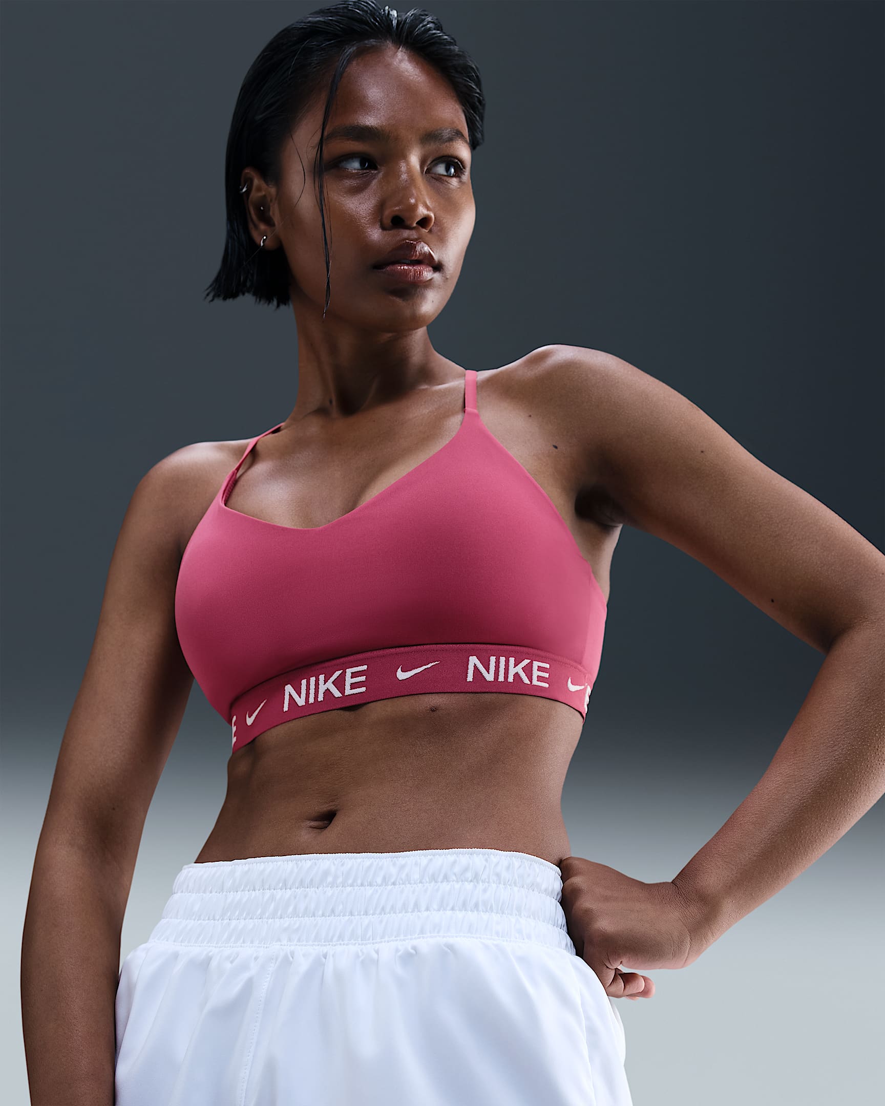 Nike Indy Light Support Women's Padded Adjustable Sports Bra - Sweet Beet