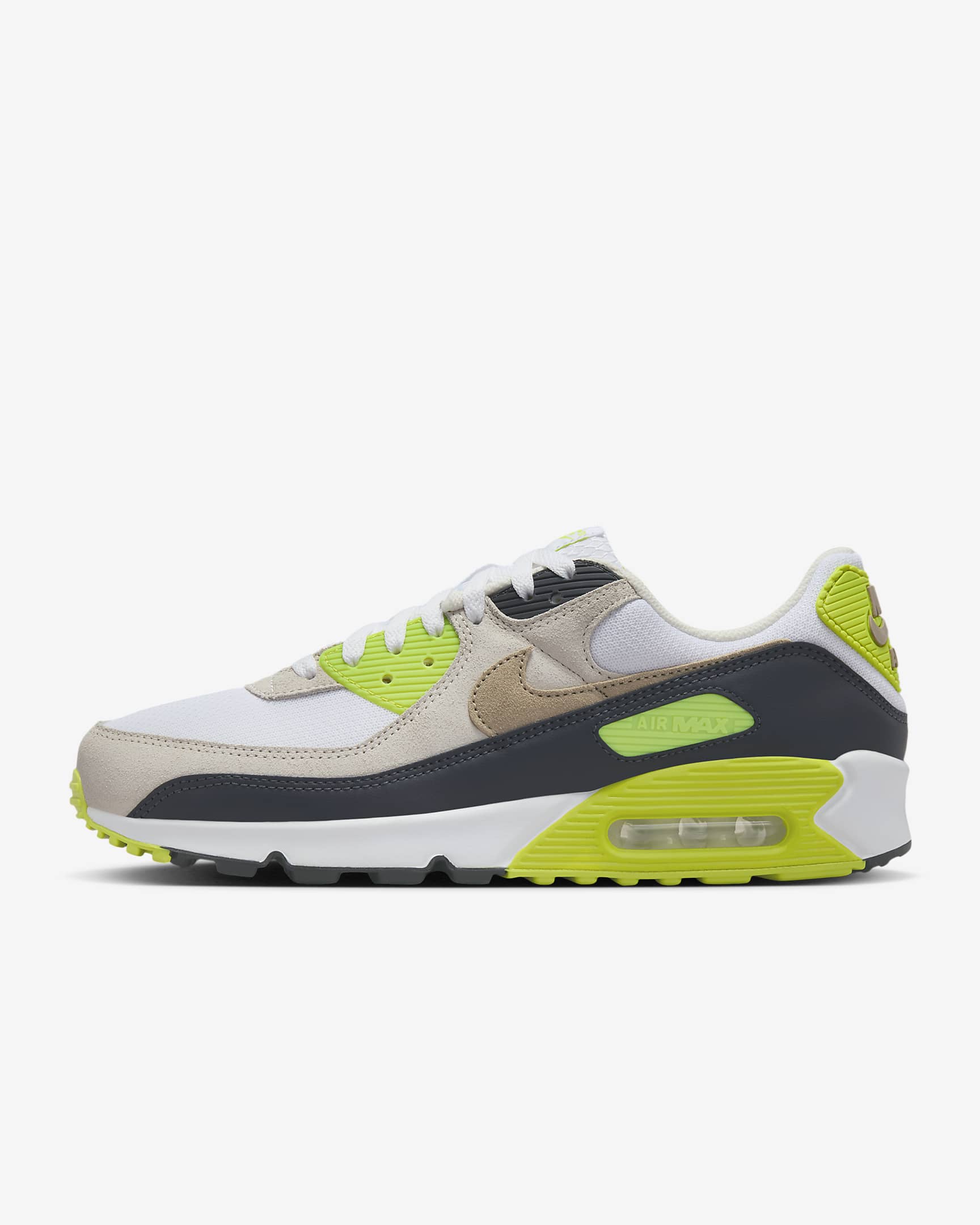 Calzado para hombre Nike Air Max 90 - Blanco/Cíber/Gris humo oscuro/Caqui