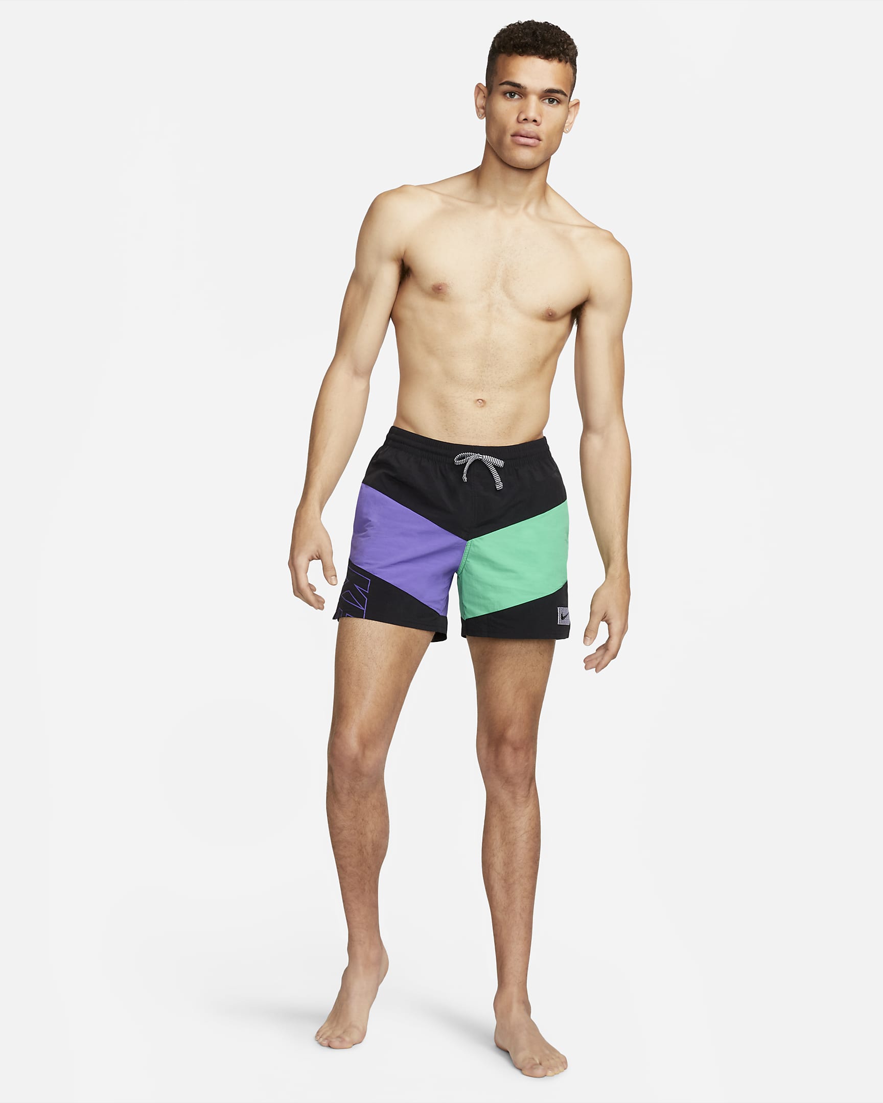 Men's 13cm (approx.) Volley Swimming Shorts - Black/Action Grape/Electric Algae/Black