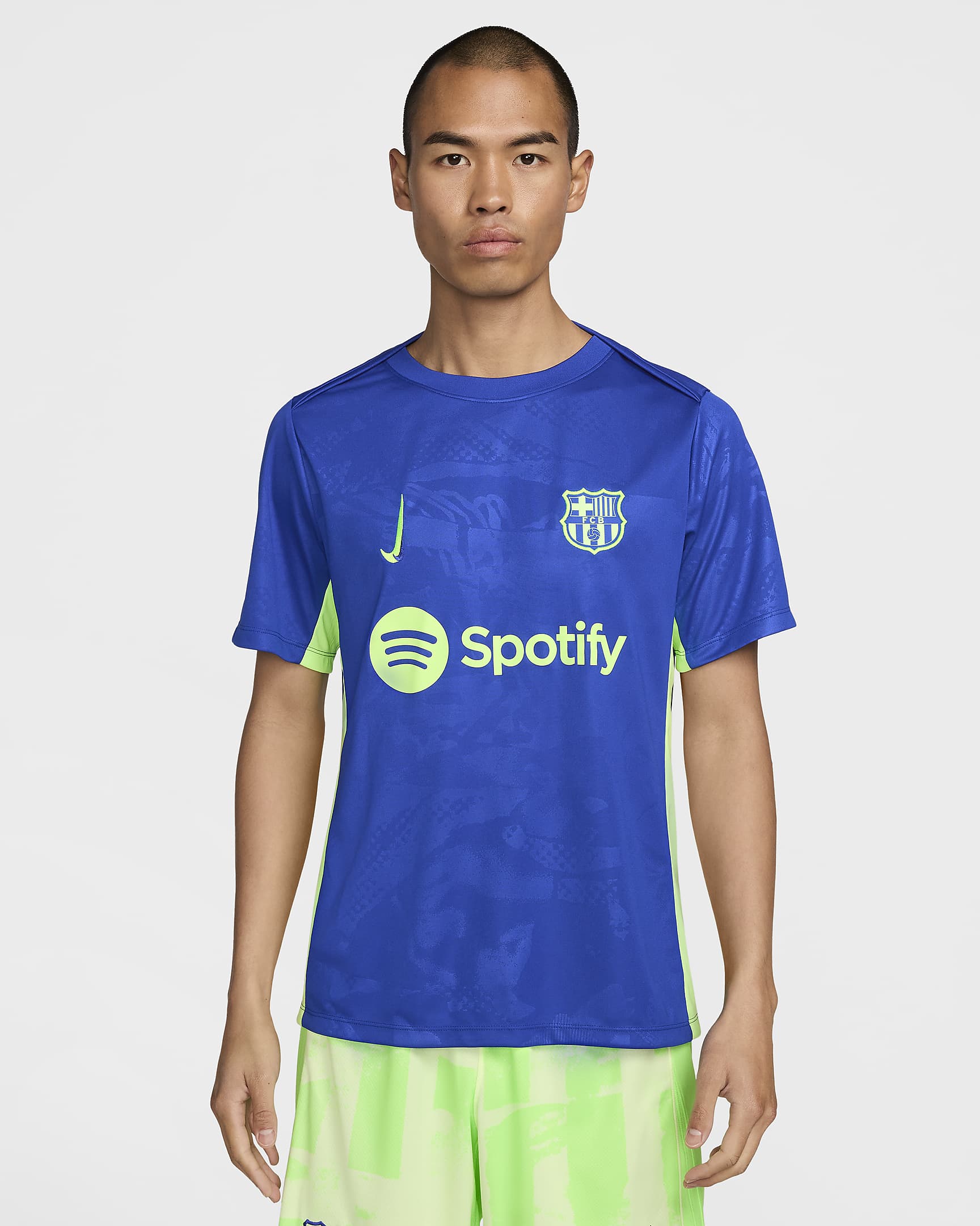 F.C. Barcelona Academy Pro Third Men's Nike Dri-FIT Football Pre-Match Top - Old Royal/Old Royal/Lime Blast/Lime Blast