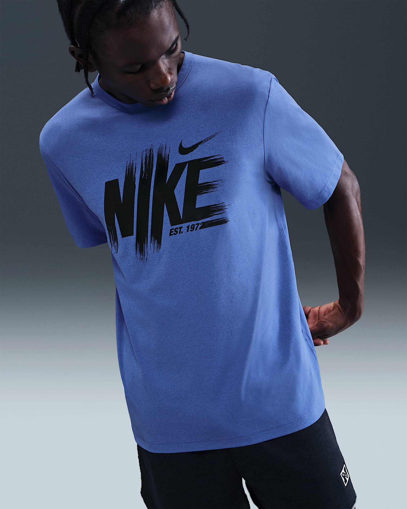 Ανδρική μπλούζα προπόνησης Dri-FIT UV Nike Hyverse - Comet Blue/Μαύρο