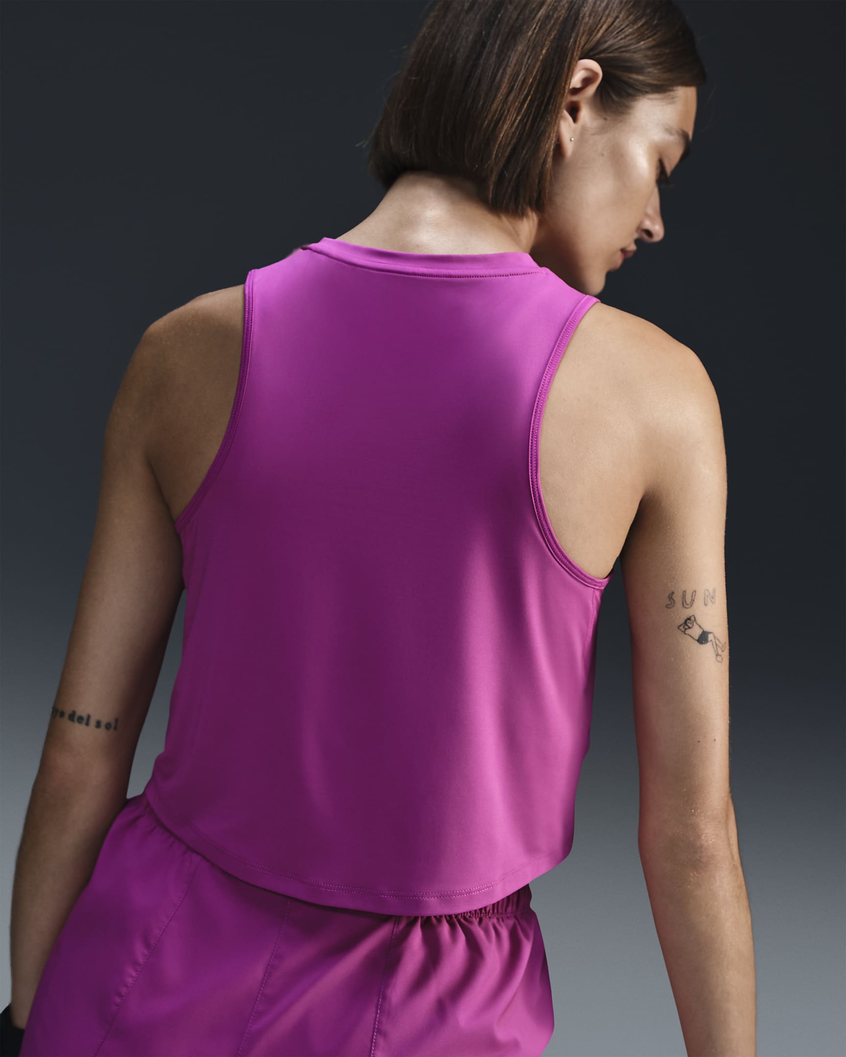 Nike One Classic Women's Dri-FIT Cropped Tank Top - Hot Fuchsia/Black