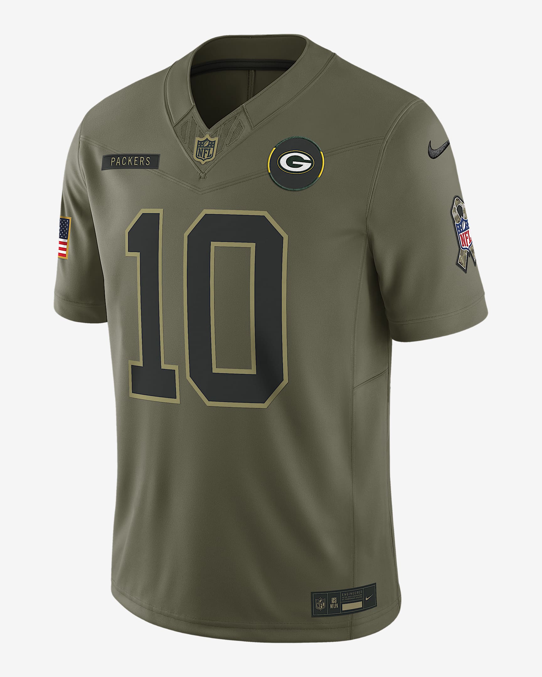Jordan Love Green Bay Packers Salute to Service Men's Nike Dri-FIT NFL Limited Jersey - Olive