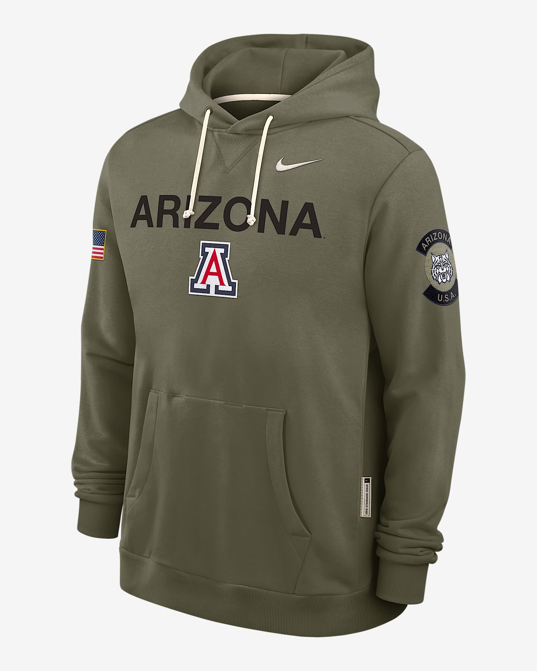 Arizona 2025 Military Appreciation Men's Nike Dri-FIT College Pullover Hoodie - Olive