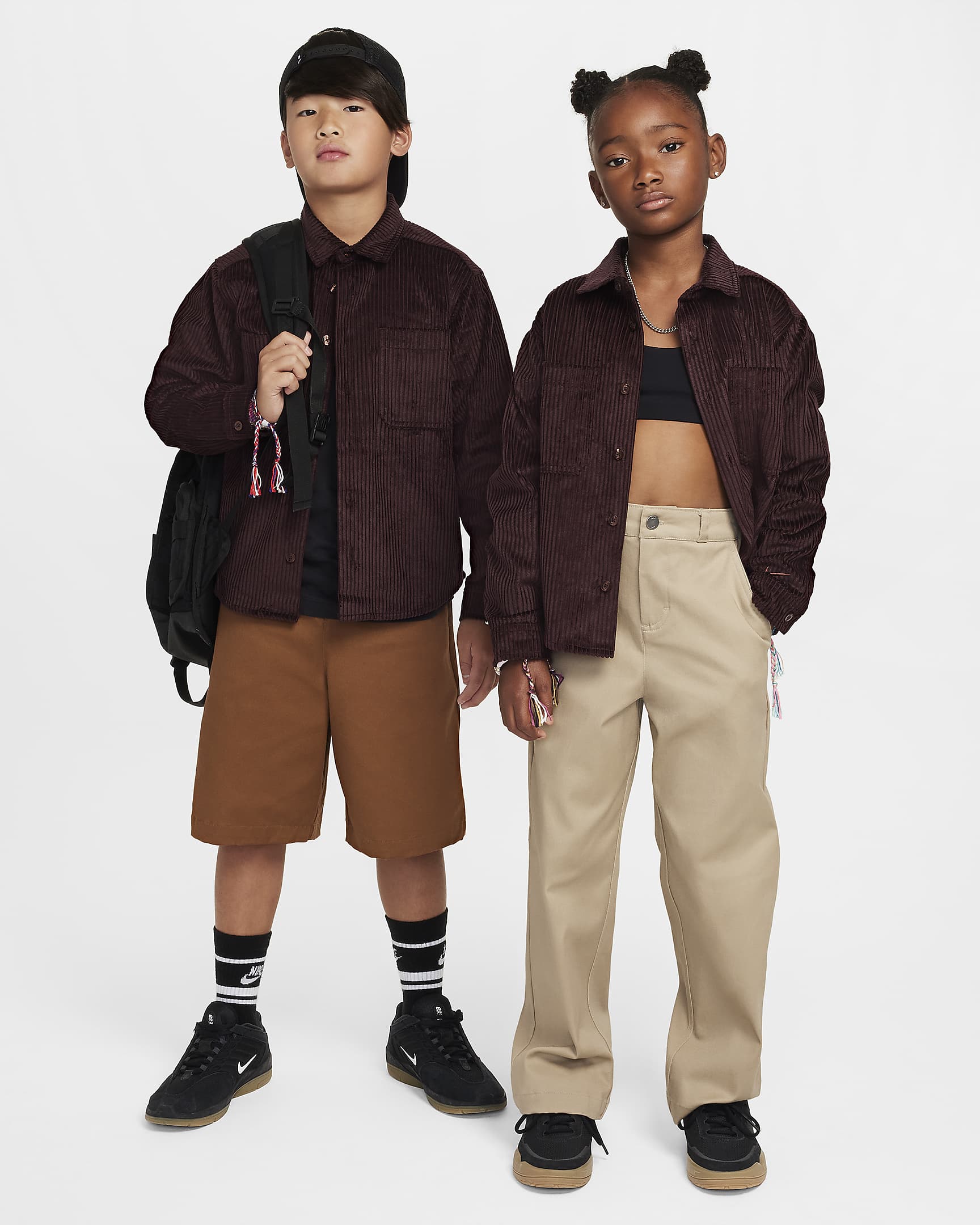 Nike SB Older Kids' Button-Down Layering Top - Burgundy Crush/Dark Pony