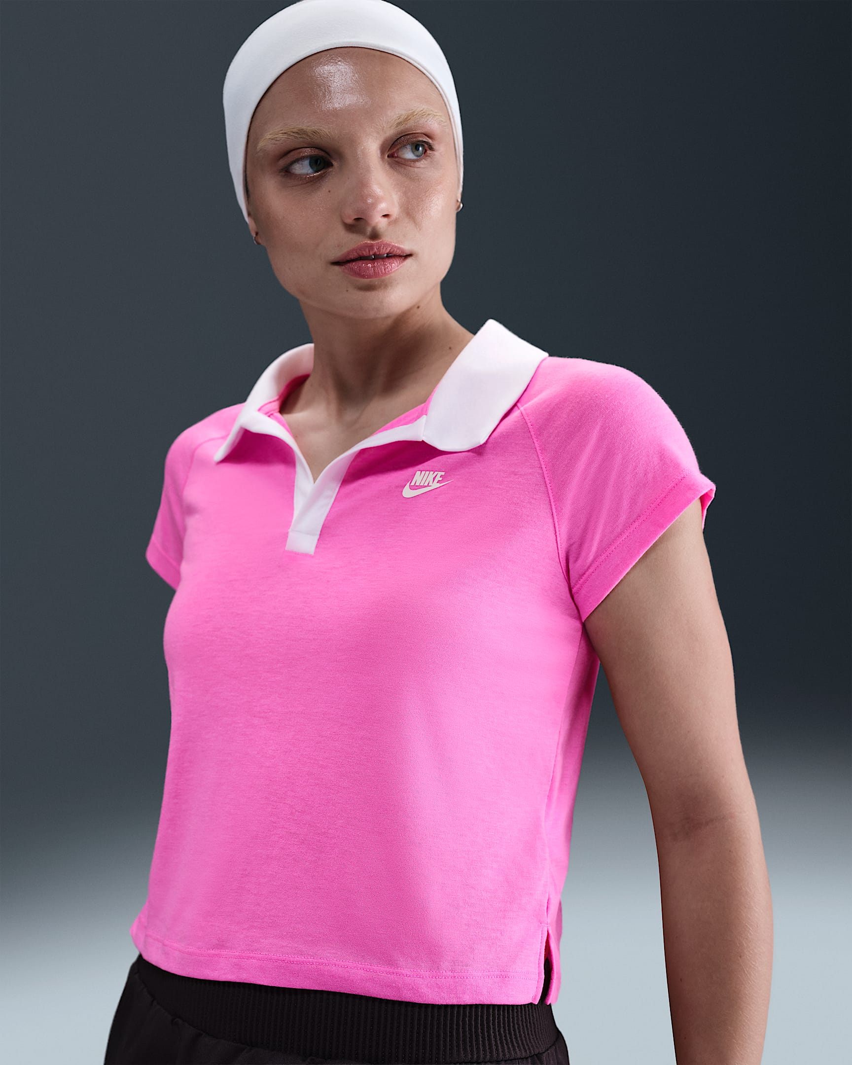 Nike Sportswear Women's Slim Retro Polo Top - Playful Pink/White/Sail