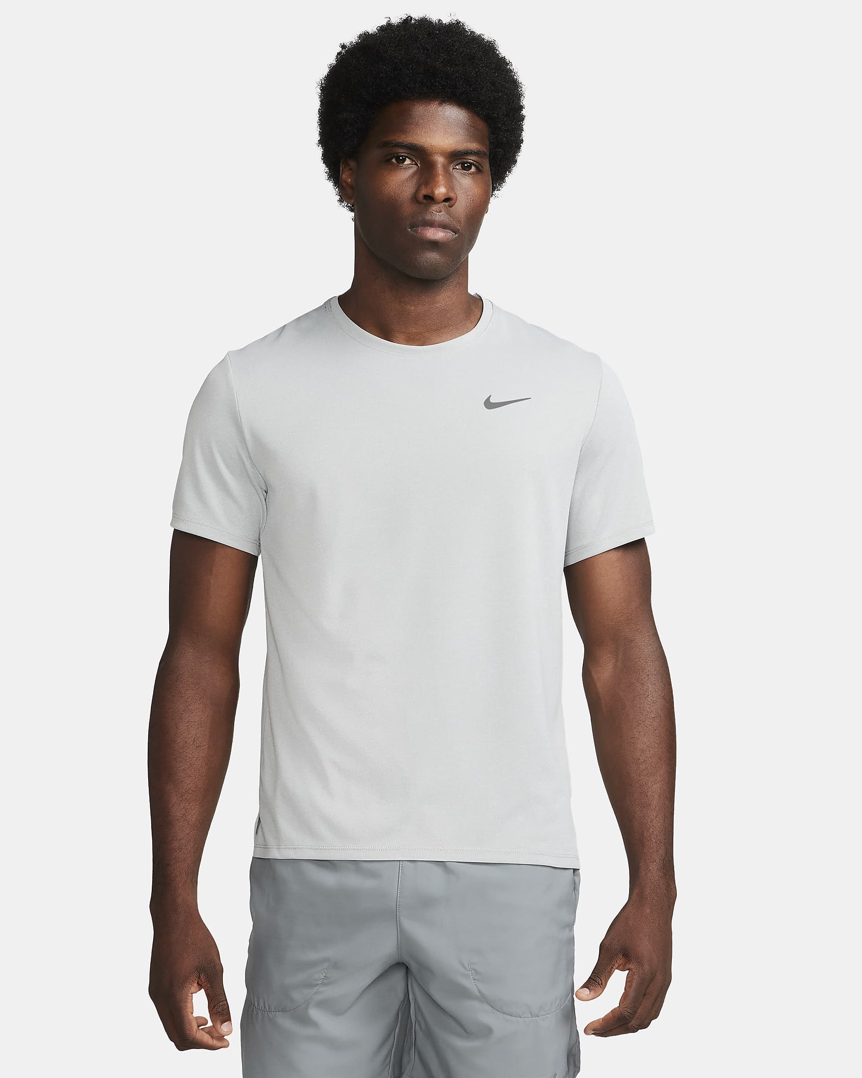 Nike Miler Men's Dri-FIT UV Short-Sleeve Running Top - Grey Fog/Particle Grey/Heather