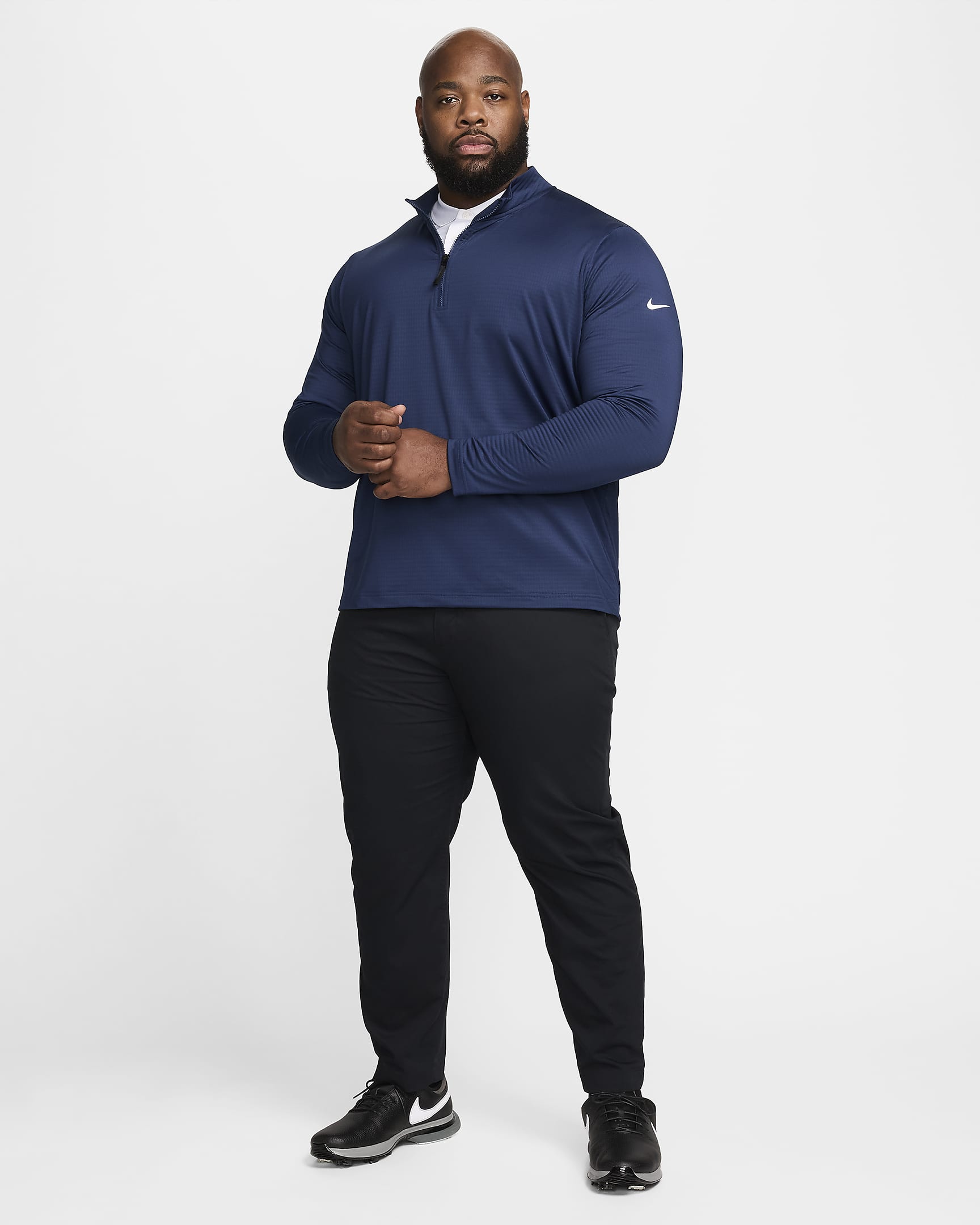 Nike Victory Dri-FIT golfoverdel med glidelås i halsen til herre - Midnight Navy/Hvit