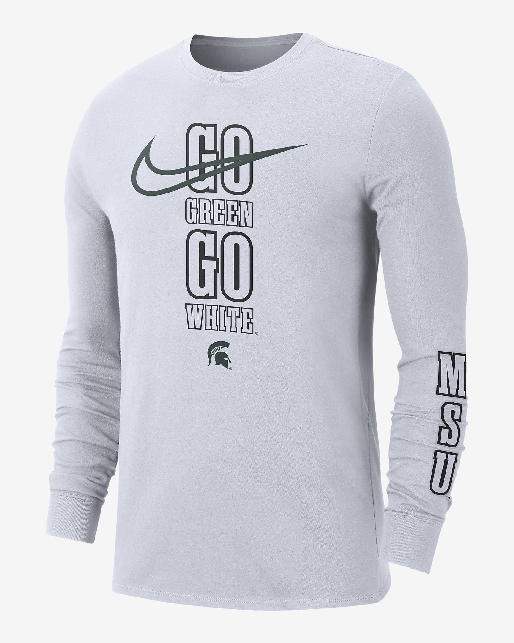 Michigan State Back 2 School Men's Nike College Crew-Neck Long-Sleeve T-Shirt - Summit White