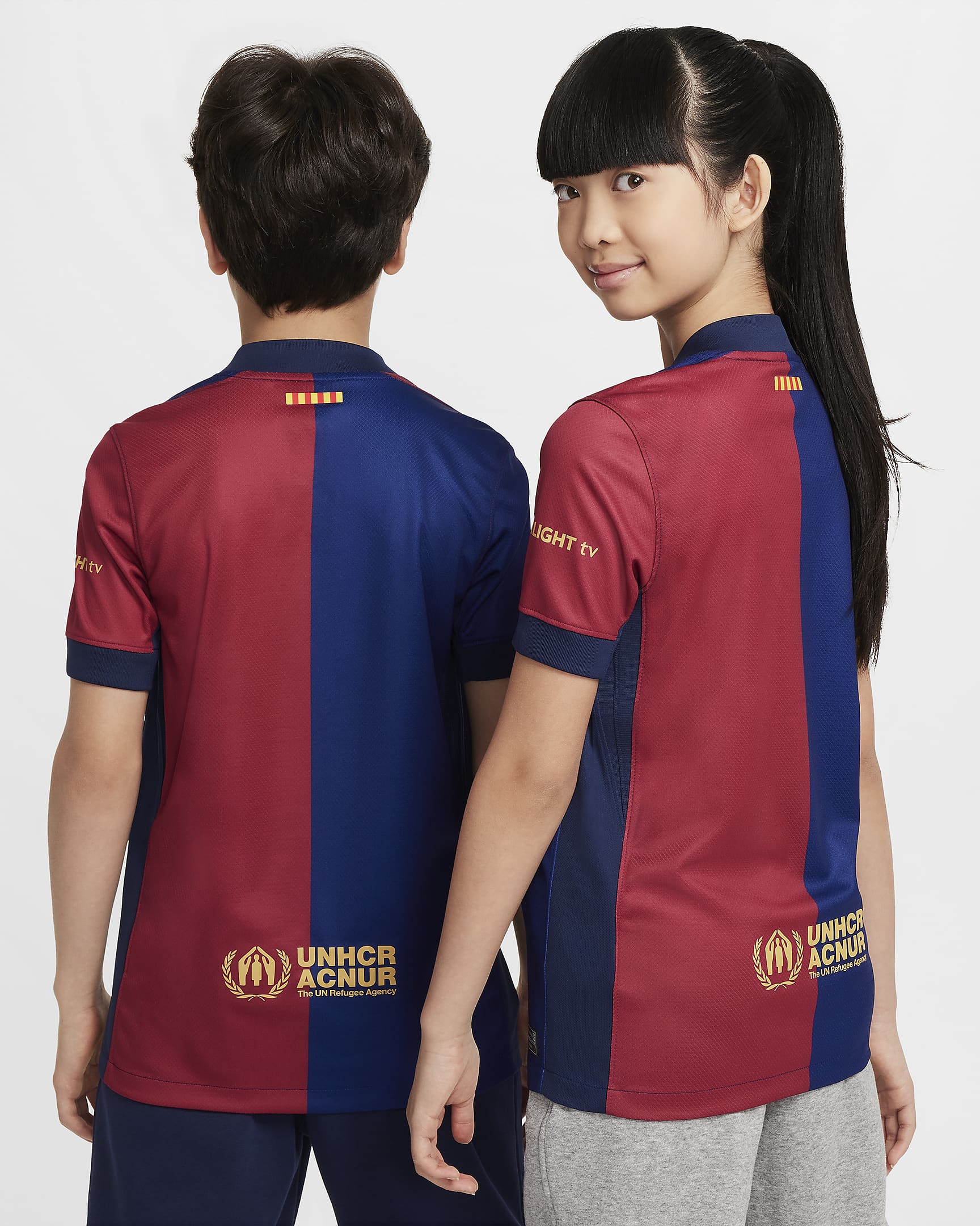 FC Barcelona 2024/25 Stadium hazai Nike Dri-FIT replika futballmez nagyobb gyerekeknek - Deep Royal Blue/Noble Red/Midnight Navy/Club Gold