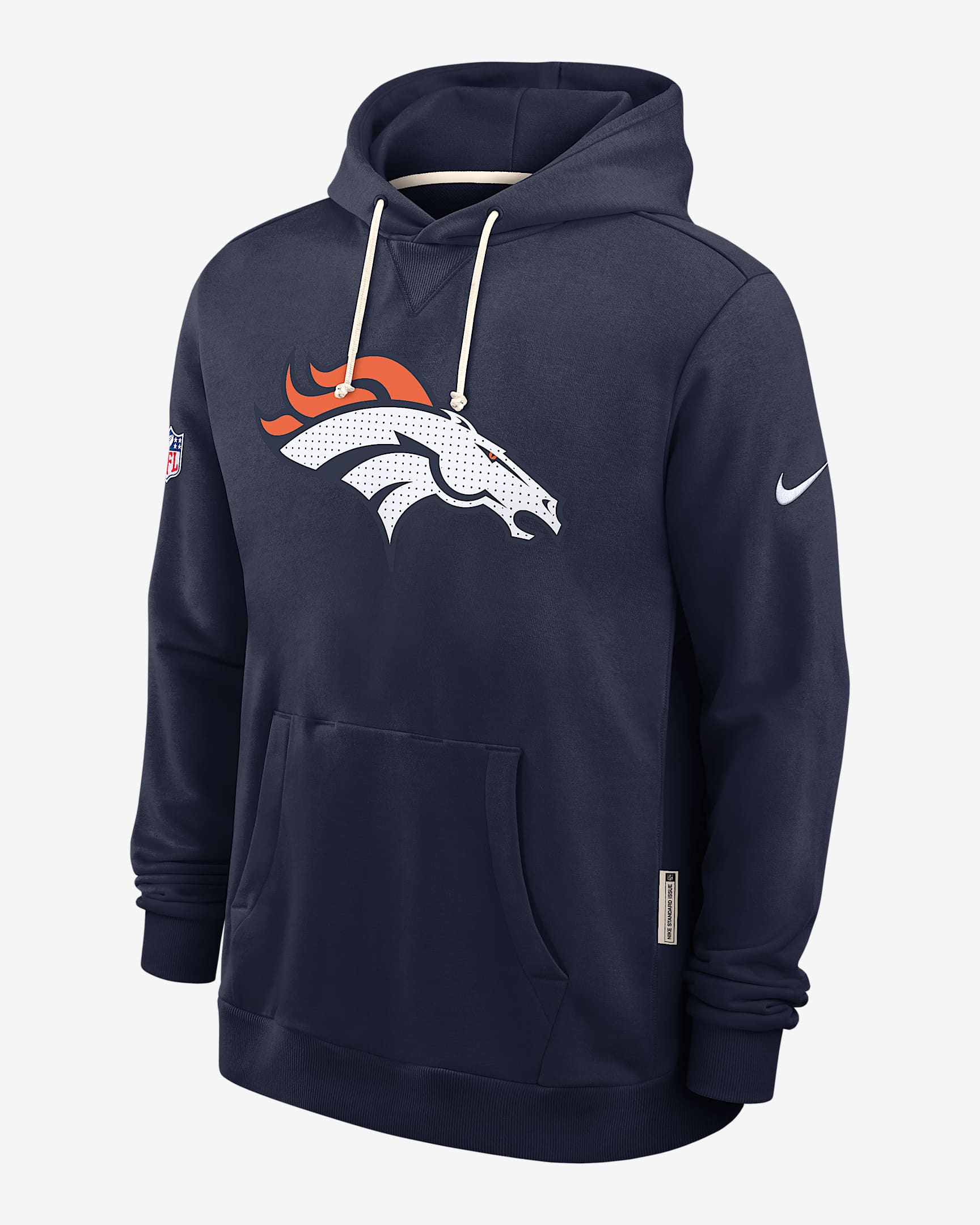 Sudadera con gorro sin cierre Nike Dri-FIT de la NFL para hombre Denver Broncos Initial Home Sideline - Azul marino