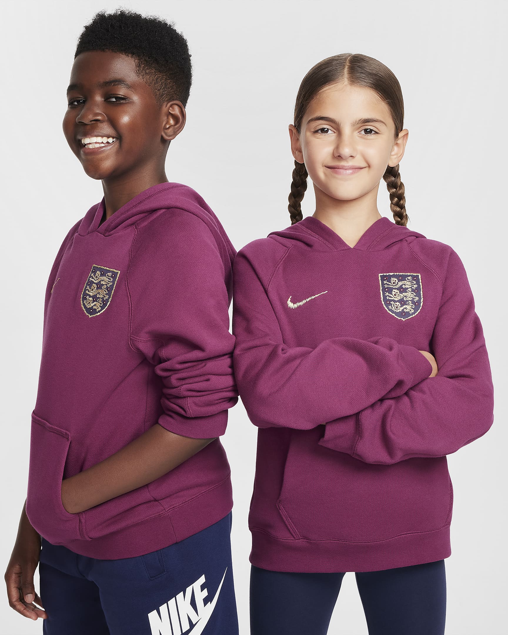 England Nike Air Fußball-Hoodie für ältere Kinder - Rosewood/Rosewood/Sesame