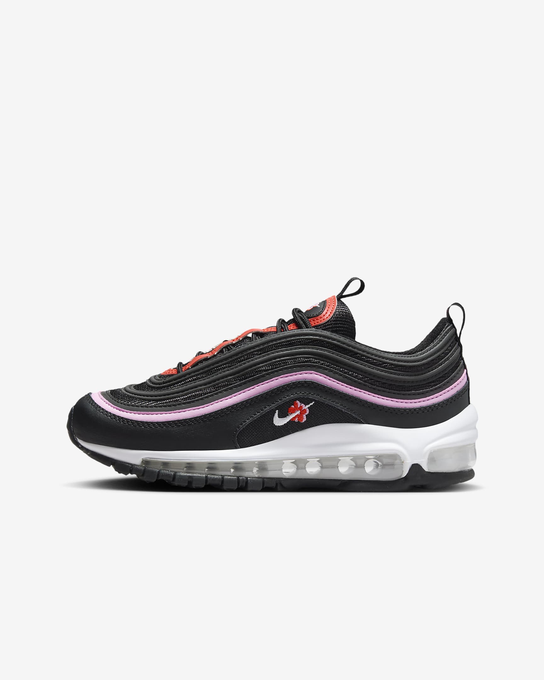 Nike Air Max 97 大童鞋款 - 黑色/Pink Rise/Picante Red/白色