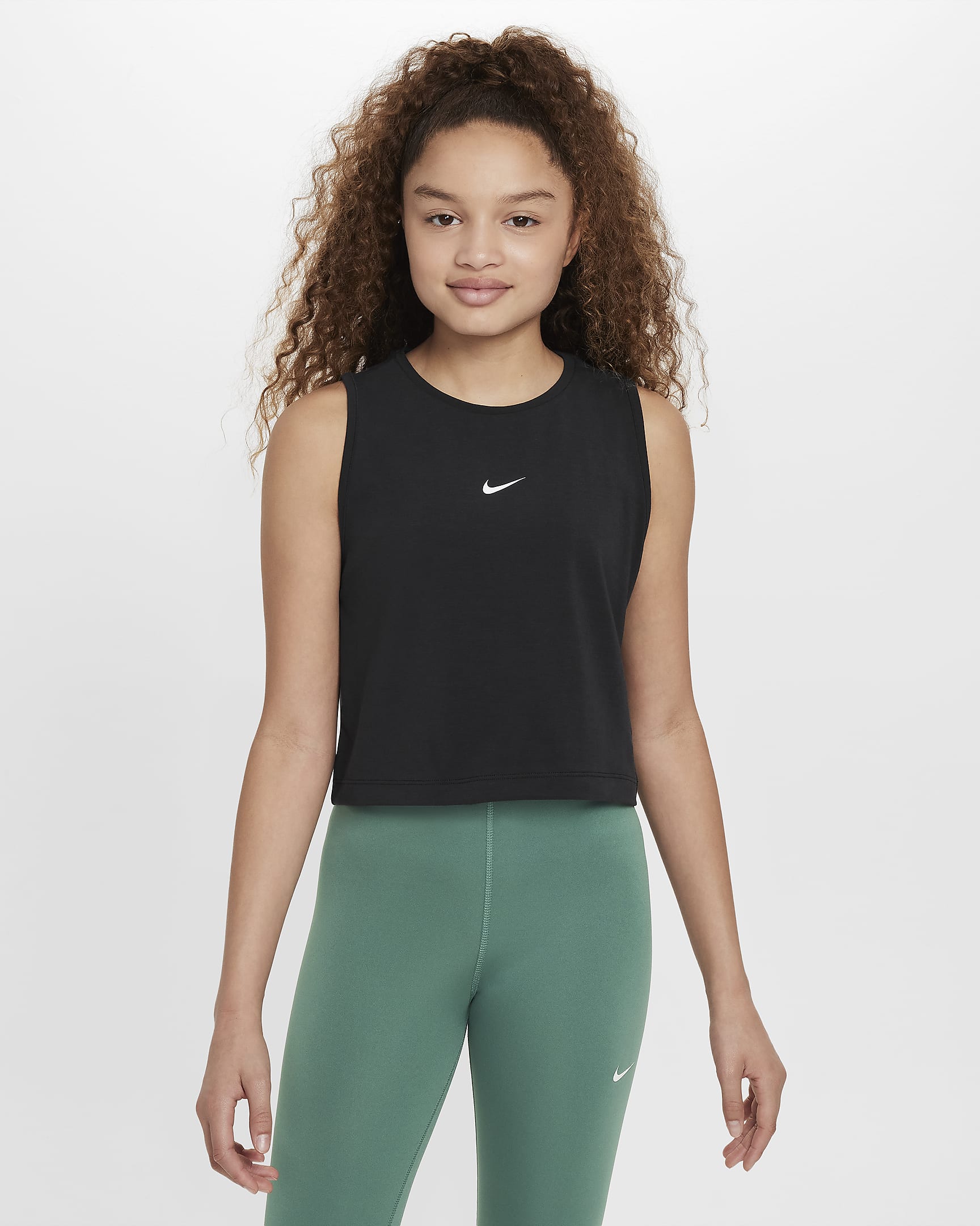 Nike Pro Dri-FIT trainingstanktop voor meisjes - Zwart/Wit