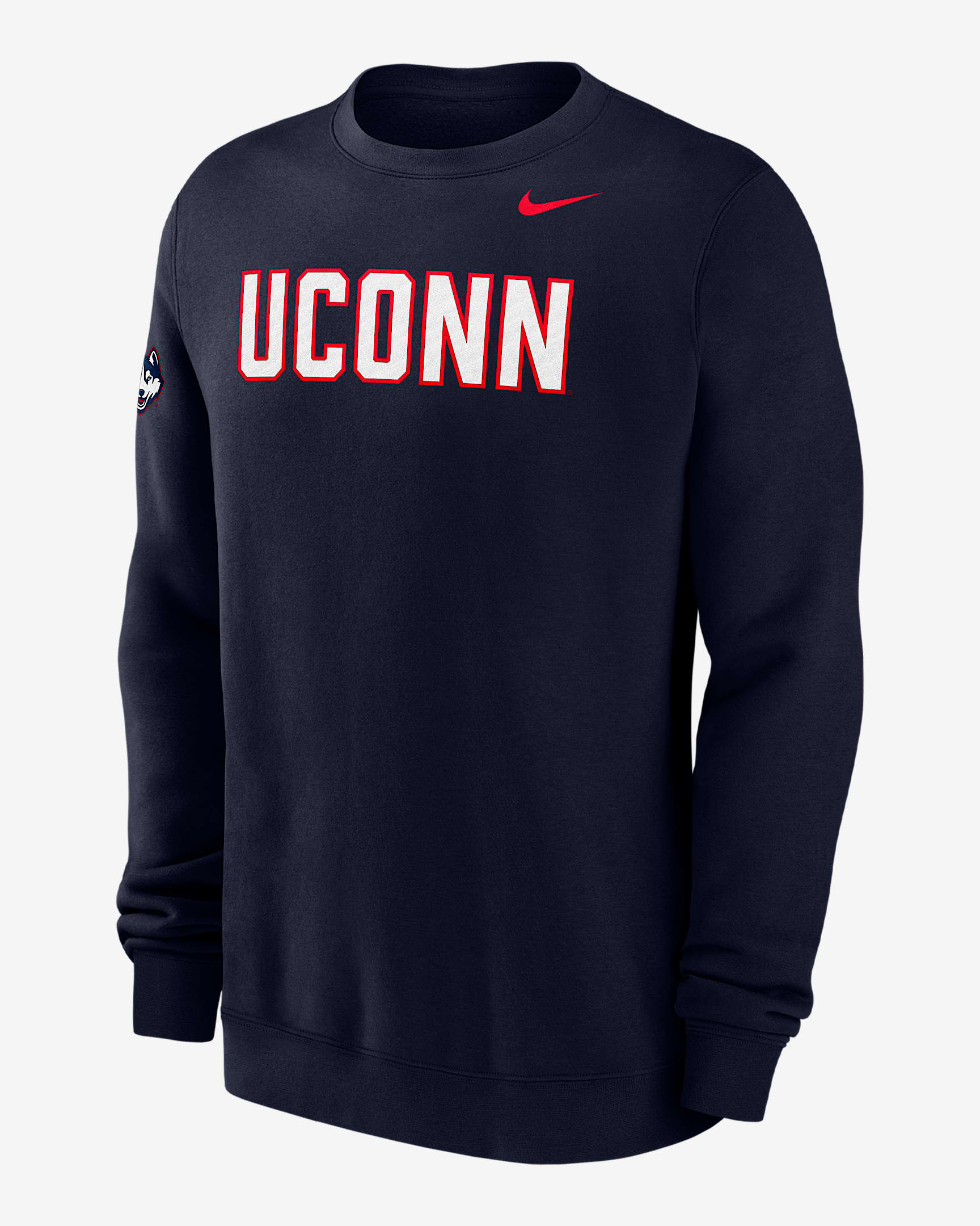 Sudadera de cuello redondo universitaria Nike para hombre UConn Club Fleece - Azul marino universitario
