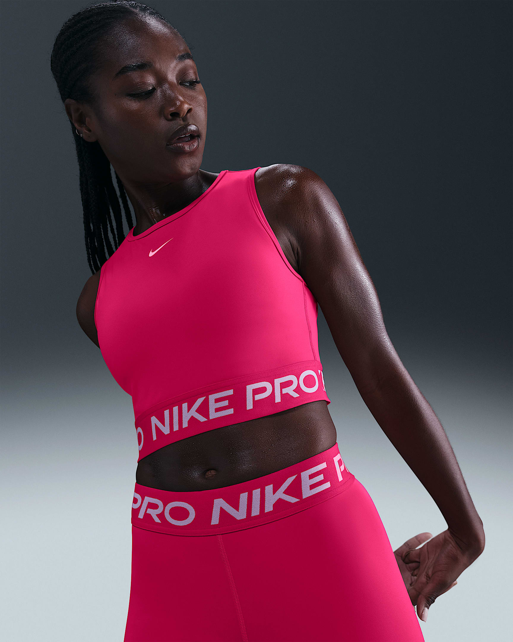 Nike Pro Women's Dri-FIT Cropped Tank Top - Rush Pink/White